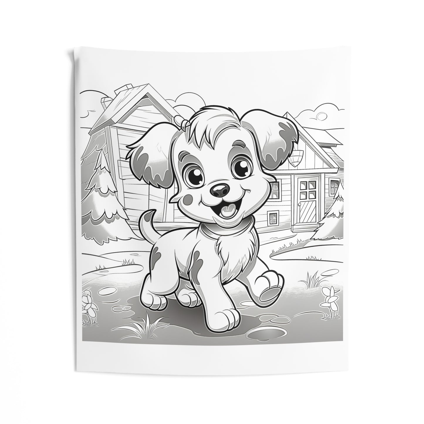 Indoor Wall Tapestries Coloring Kit with 10 Fabric Markers - Puppy