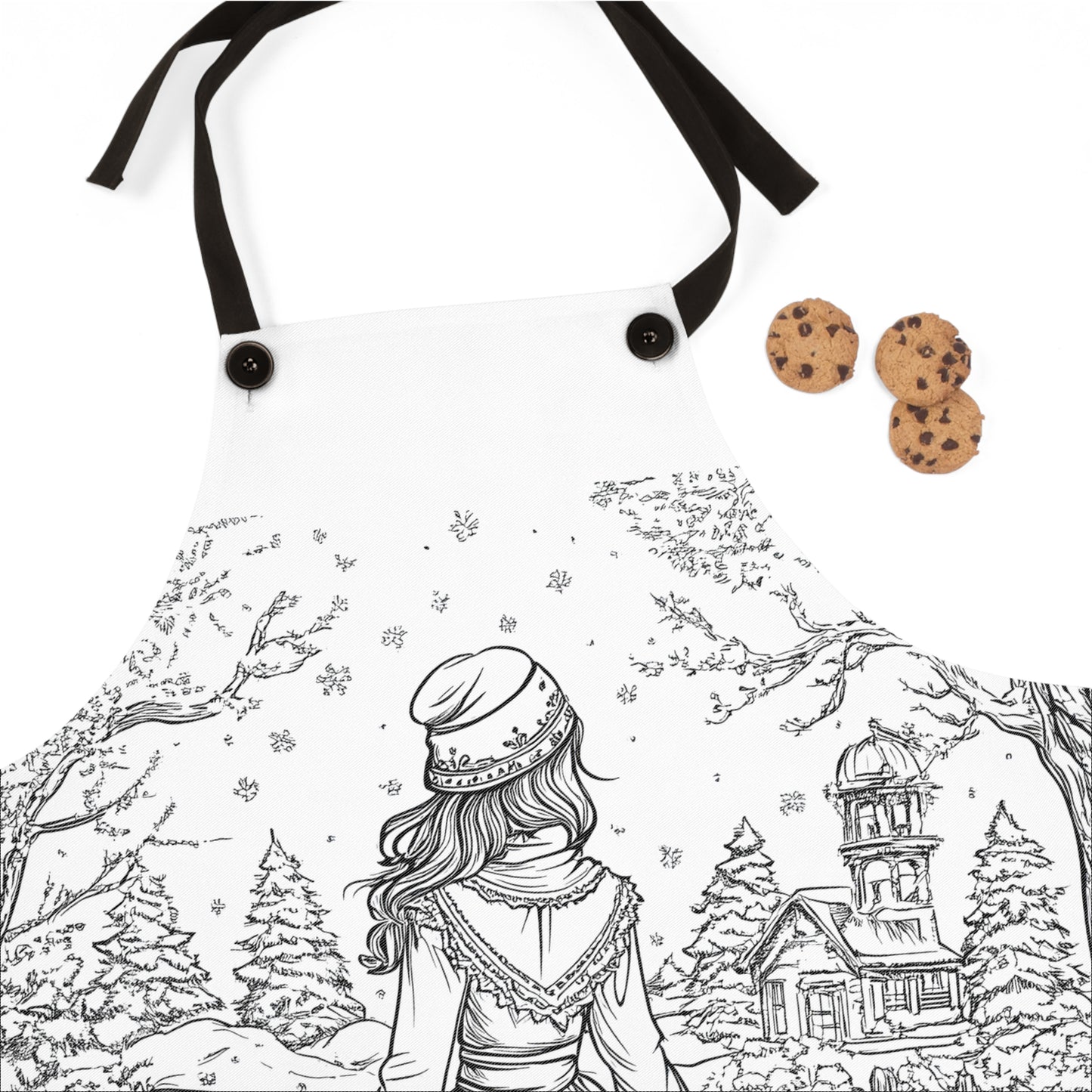 Apron Coloring Kit with 10 Fabric Markers - Winter Scene