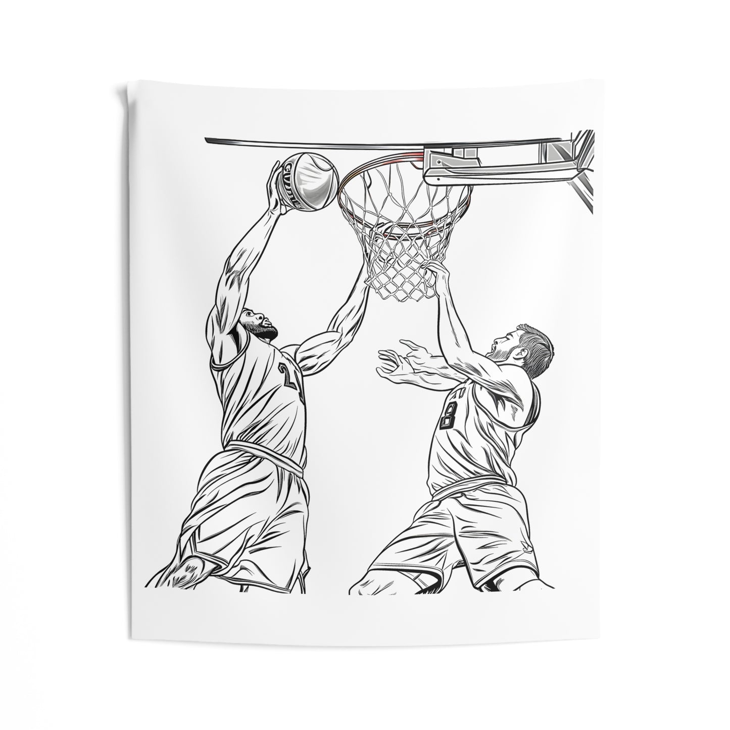 Indoor Wall Tapestries Coloring Kit with 10 Fabric Markers - Basketball Players