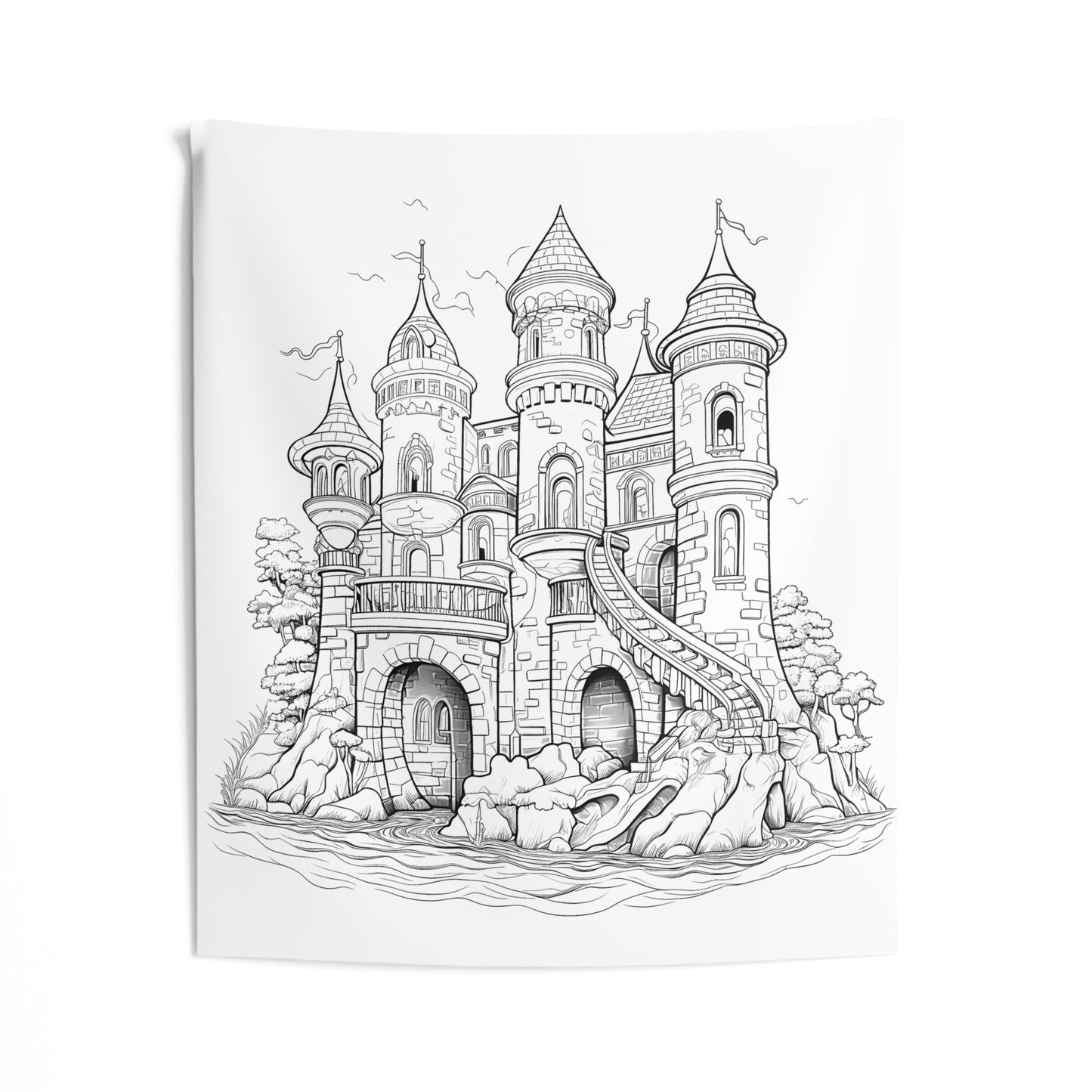 Indoor Wall Tapestries Coloring Kit with 10 Fabric Markers - Medieval Castle