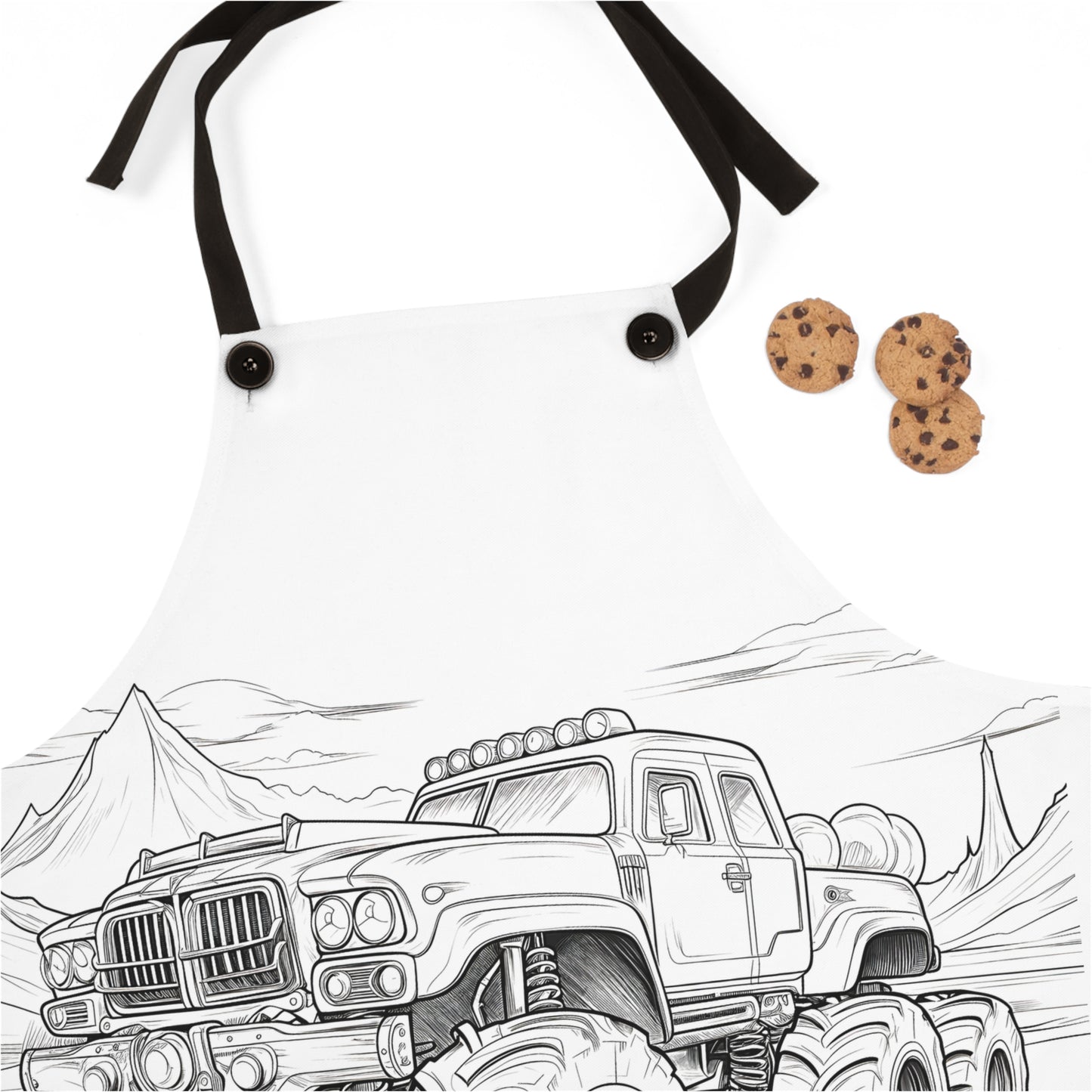 Apron Coloring Kit with 10 Fabric Markers - Monster Truck