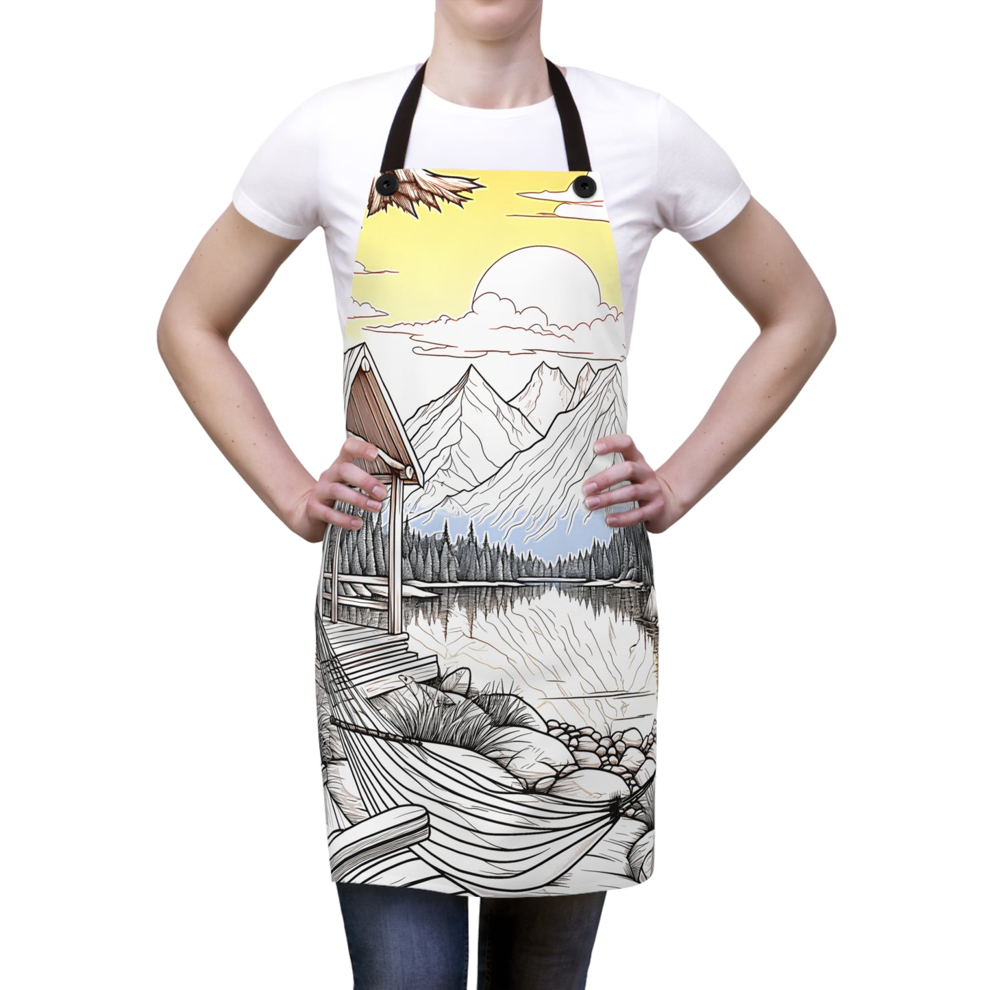 Apron Coloring Kit with 10 Fabric Markers - Mountain Cabin