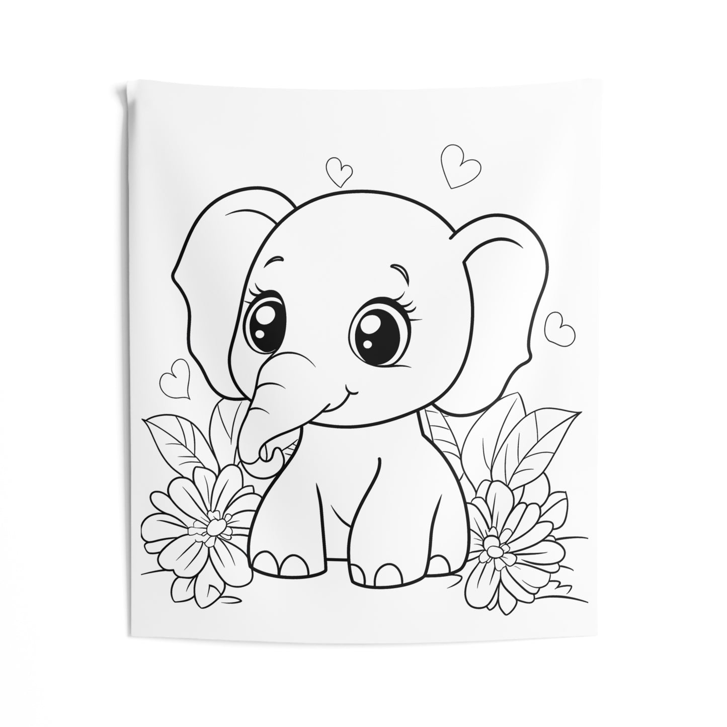 Indoor Wall Tapestries Coloring Kit with 10 Fabric Markers - Cute Baby Elephant