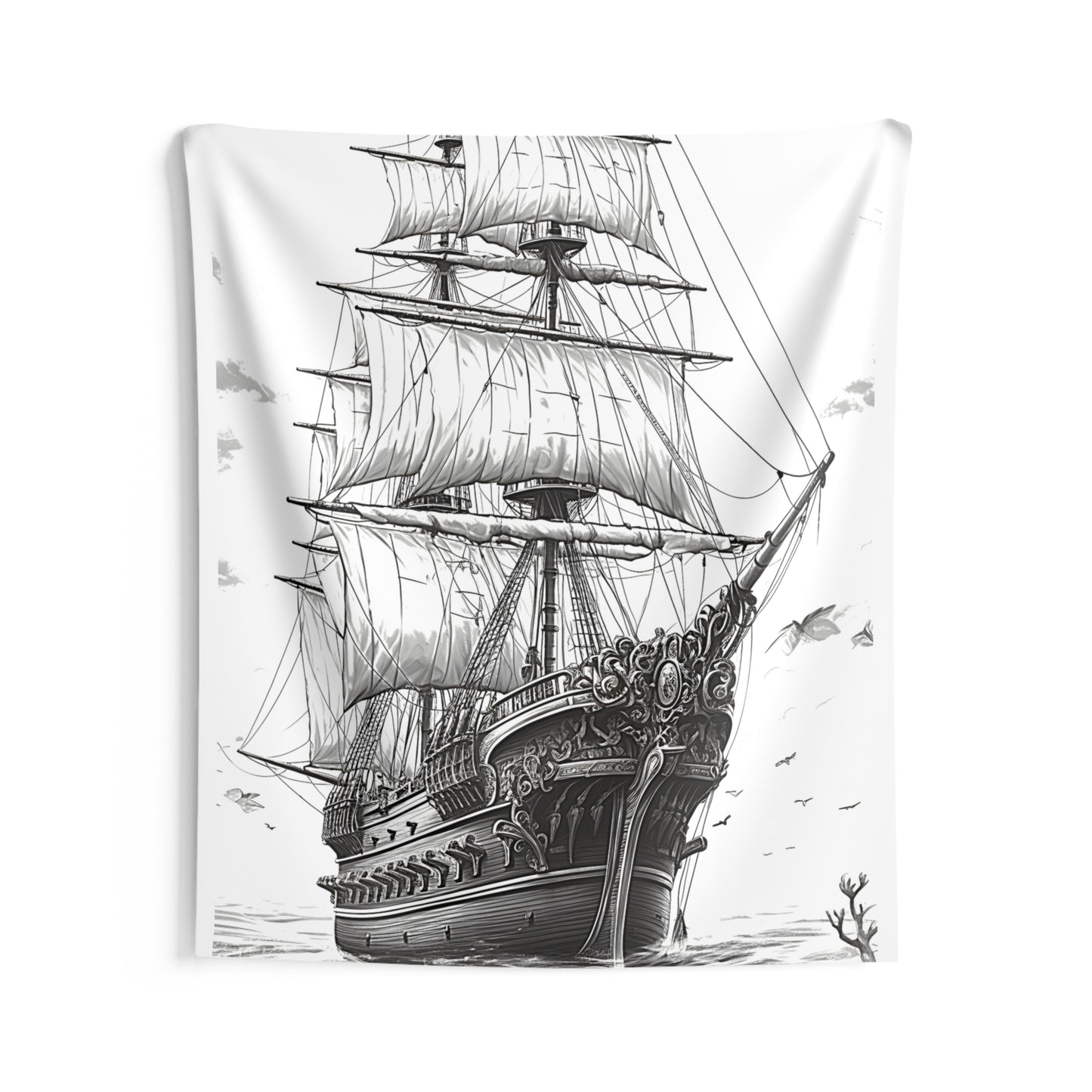 Indoor Wall Tapestries Coloring Kit with 10 Fabric Markers - Pirate Ship