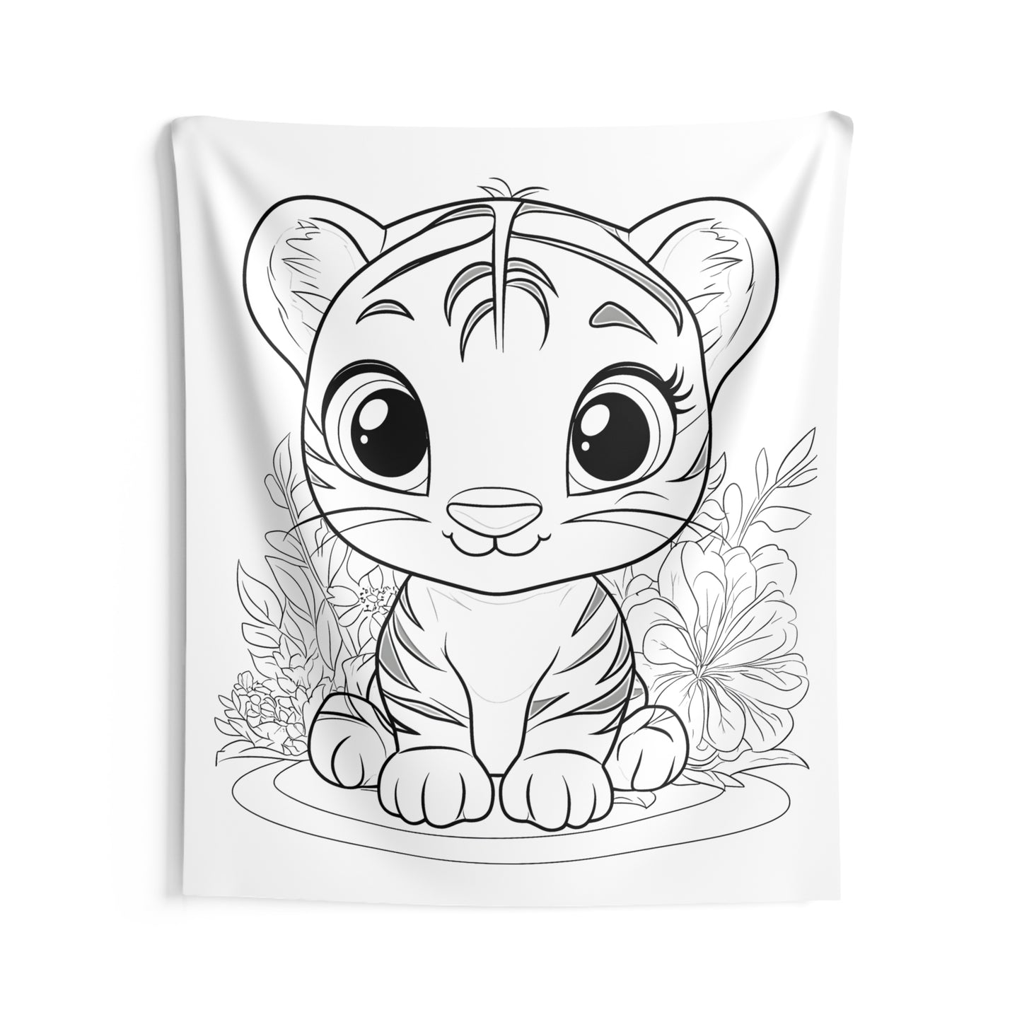 Indoor Wall Tapestries Coloring Kit with 10 Fabric Markers - Baby Tiger