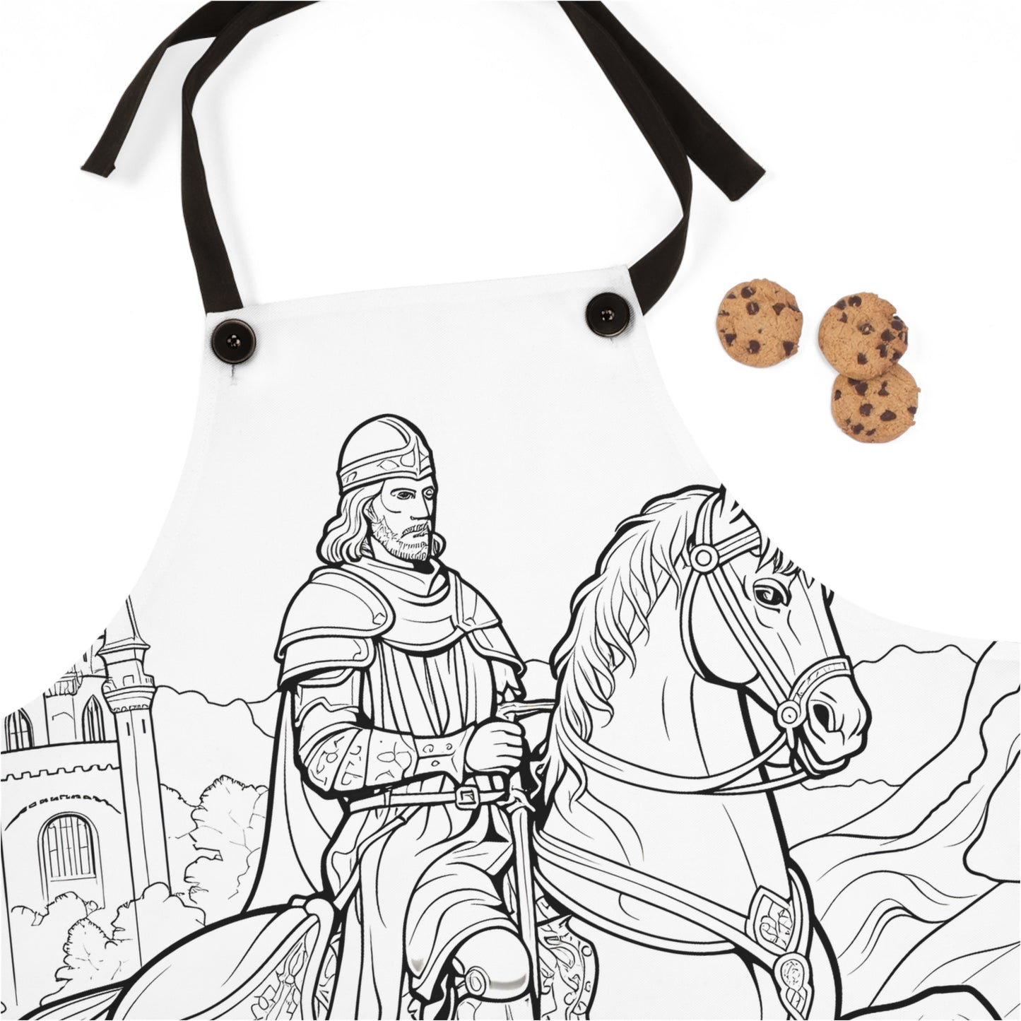 Apron Coloring Kit with 10 Fabric Markers - Knight on Horseback