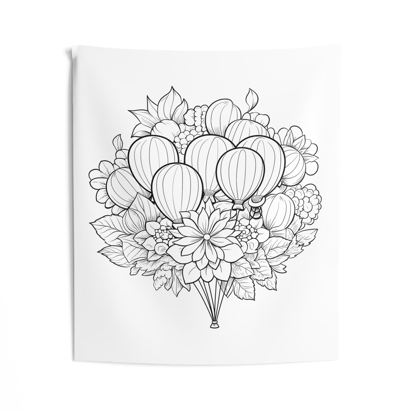 Indoor Wall Tapestries Coloring Kit with 10 Fabric Markers - Floral Arrangement and Balloons