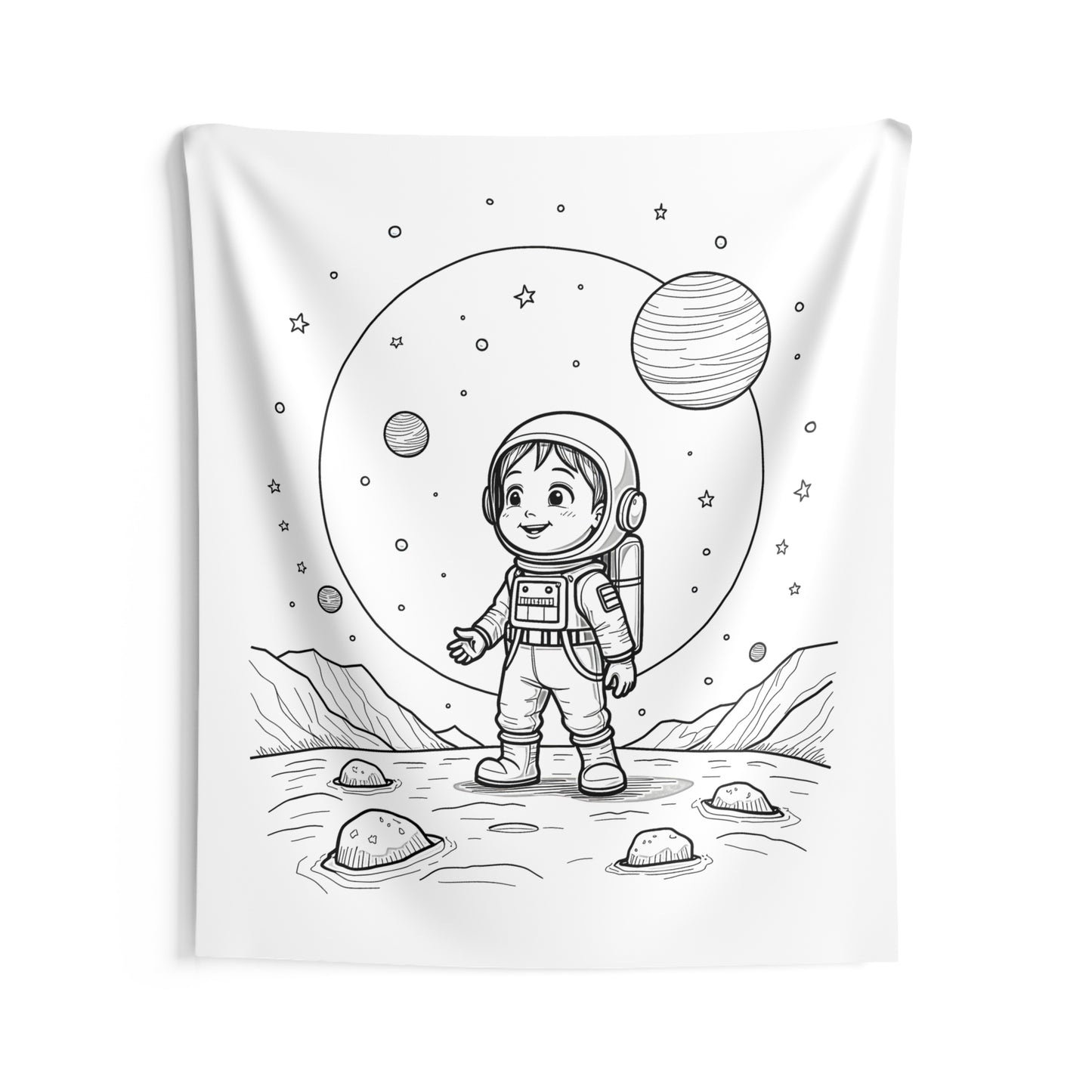 Indoor Wall Tapestries Coloring Kit with 10 Fabric Markers - Astronaut