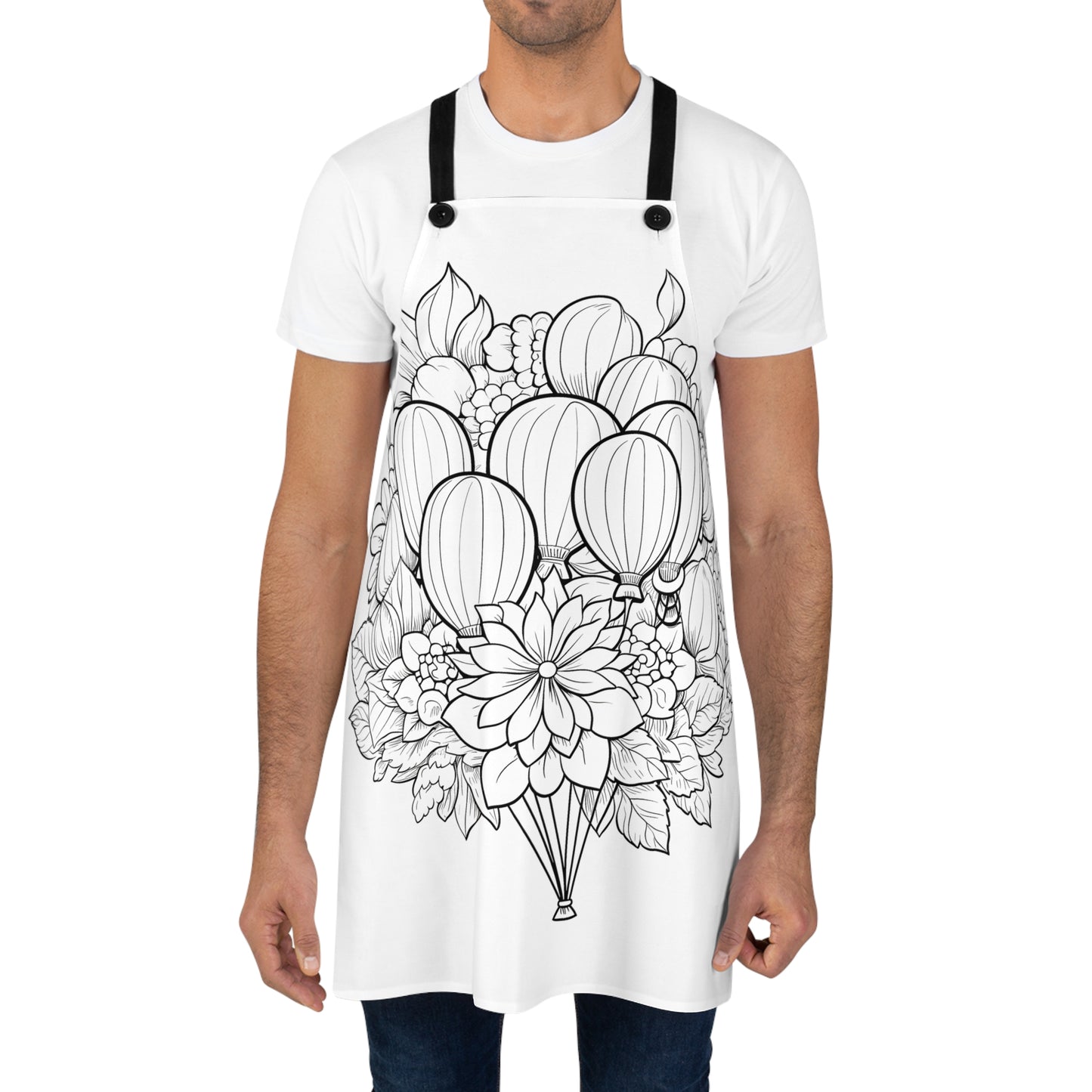 Apron Coloring Kit with 10 Fabric Markers - Floral Arrangement and Balloons