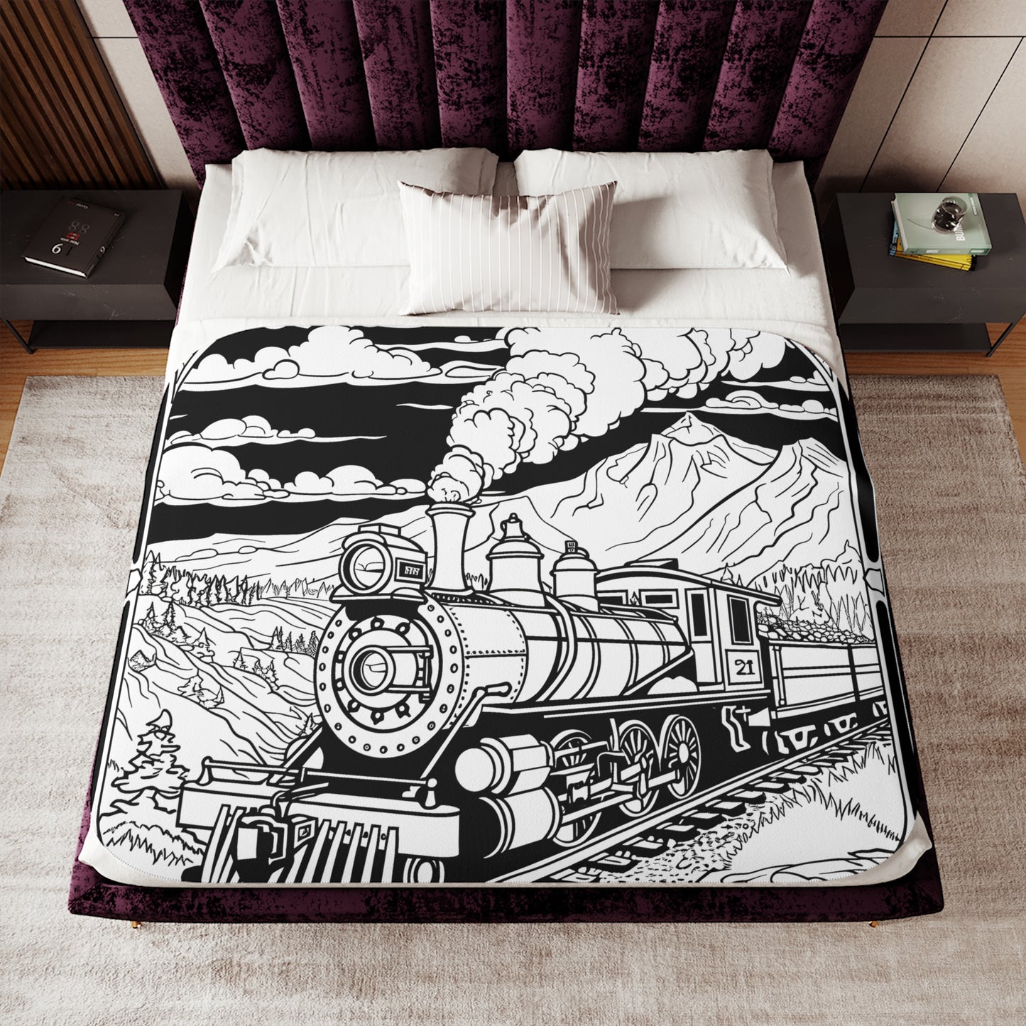 Blanket Coloring Kit with 10 Fabric Markers - Steam Train