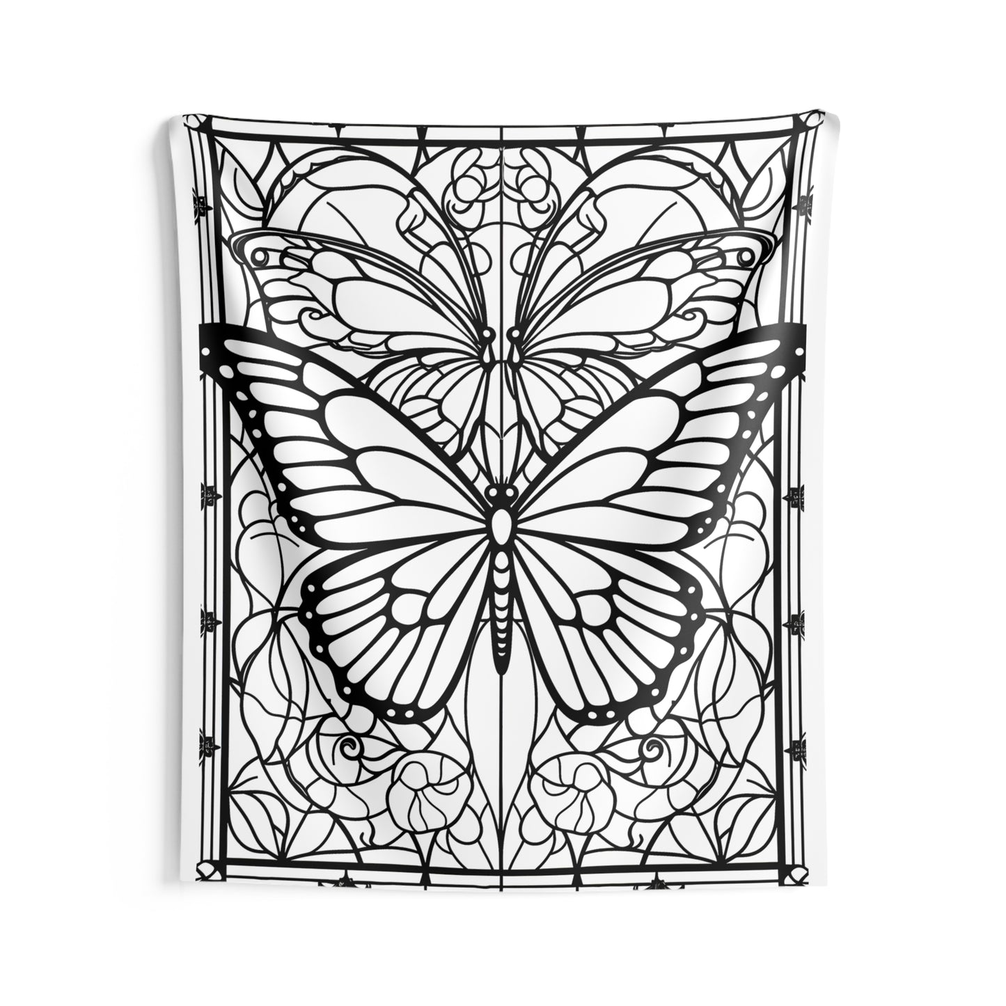 Indoor Wall Tapestries Coloring Kit with 10 Fabric Markers - Stained Glass Butterfly