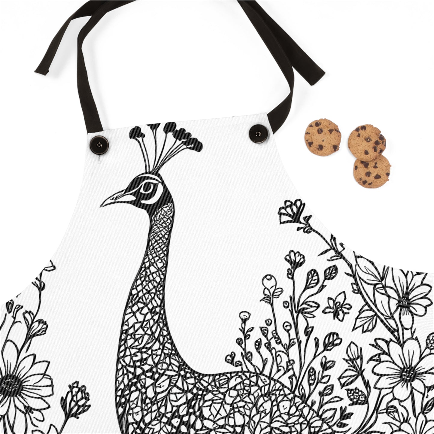 Apron Coloring Kit with 10 Fabric Markers - Peacock in Floral Garden