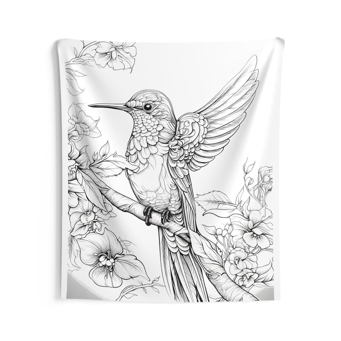 Indoor Wall Tapestries Coloring Kit with 10 Fabric Markers - Hummingbird