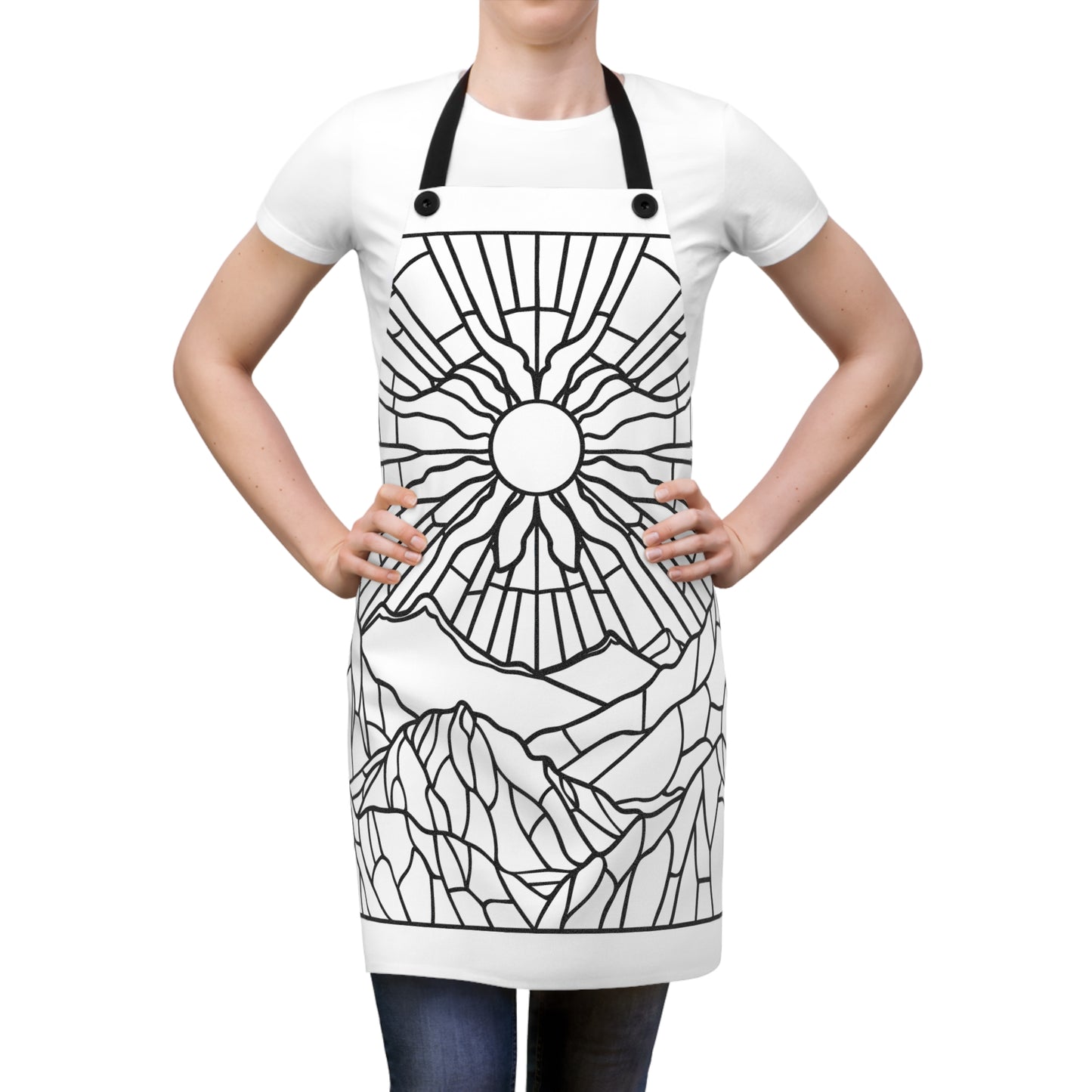 Apron Coloring Kit with 10 Fabric Markers - Abstract Mountains and Sunburst