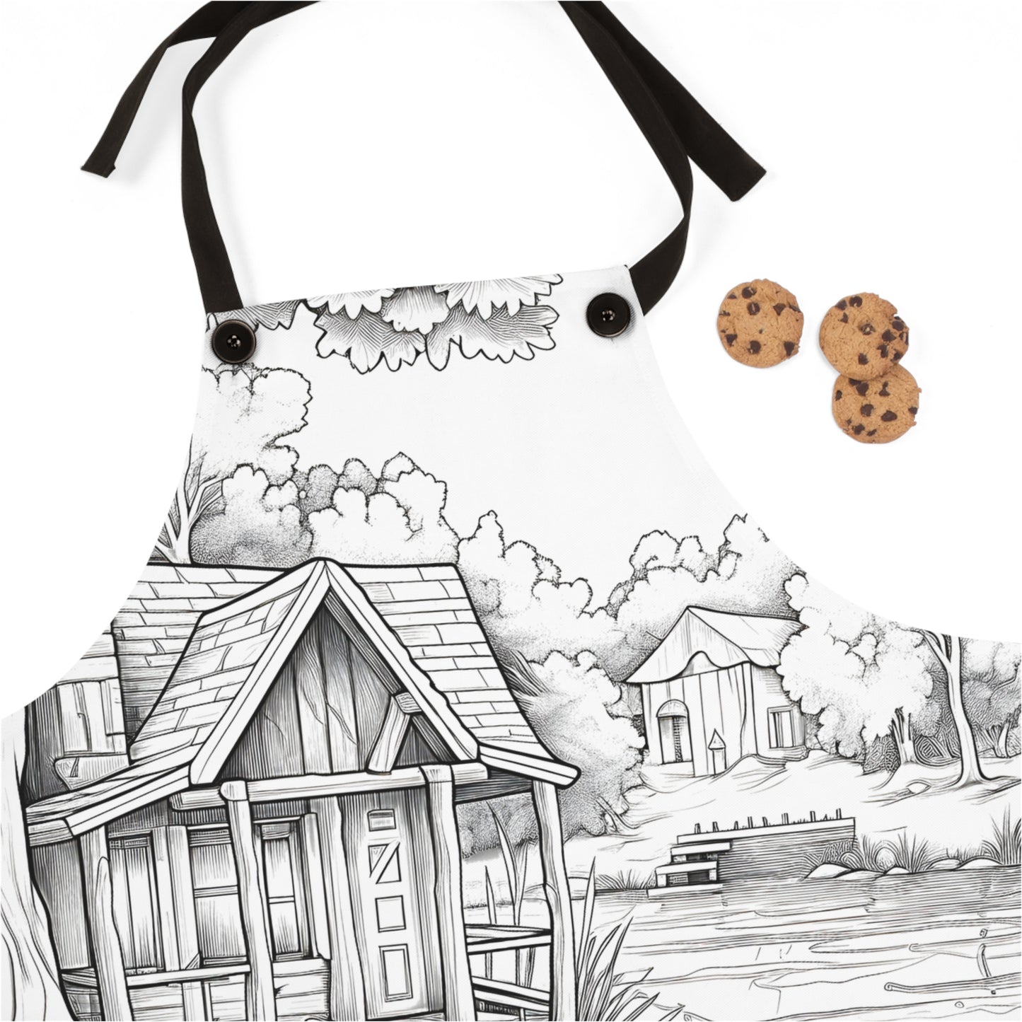 Apron Coloring Kit with 10 Fabric Markers - Lakeside Cabin