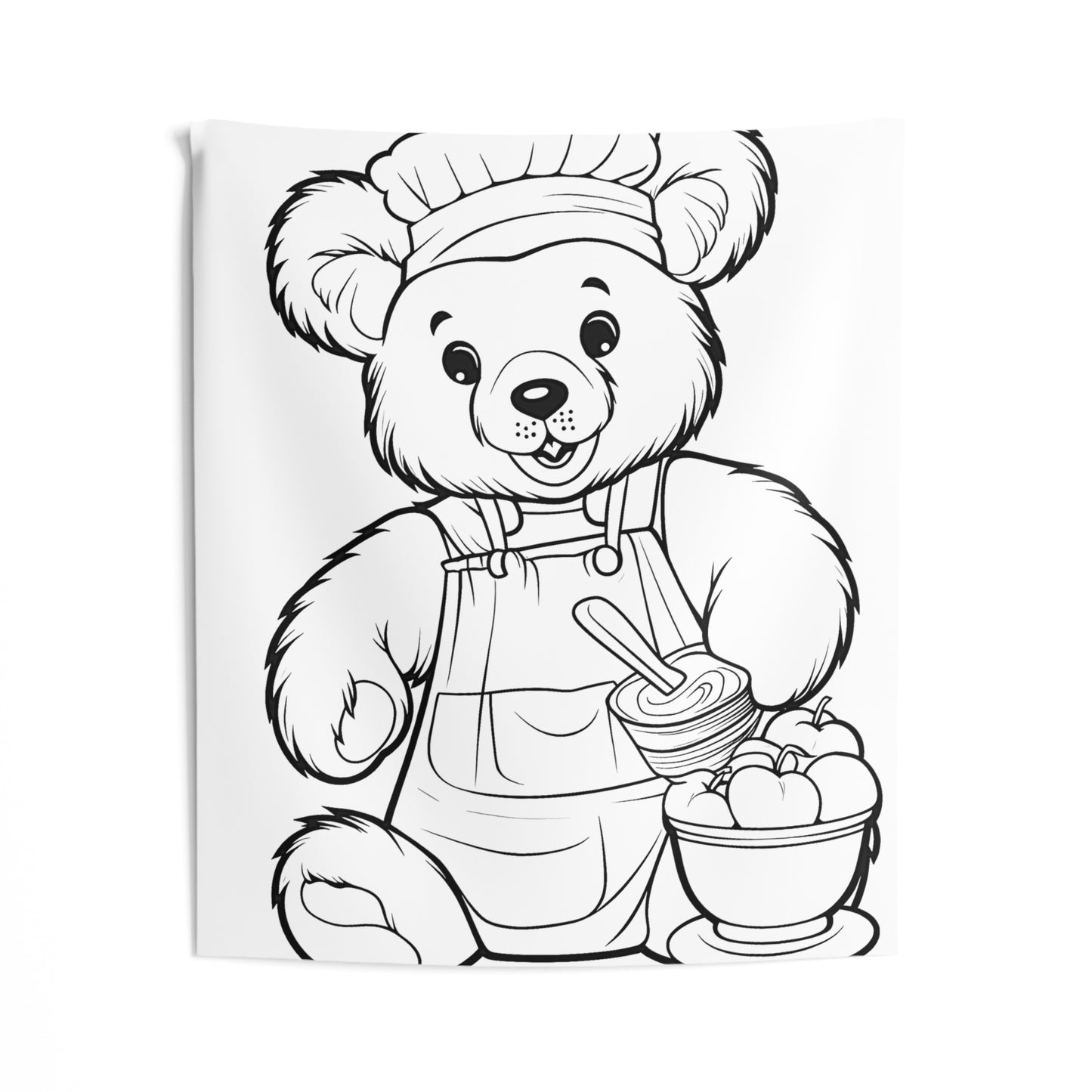 Indoor Wall Tapestries Coloring Kit with 10 Fabric Markers - Chef Bear