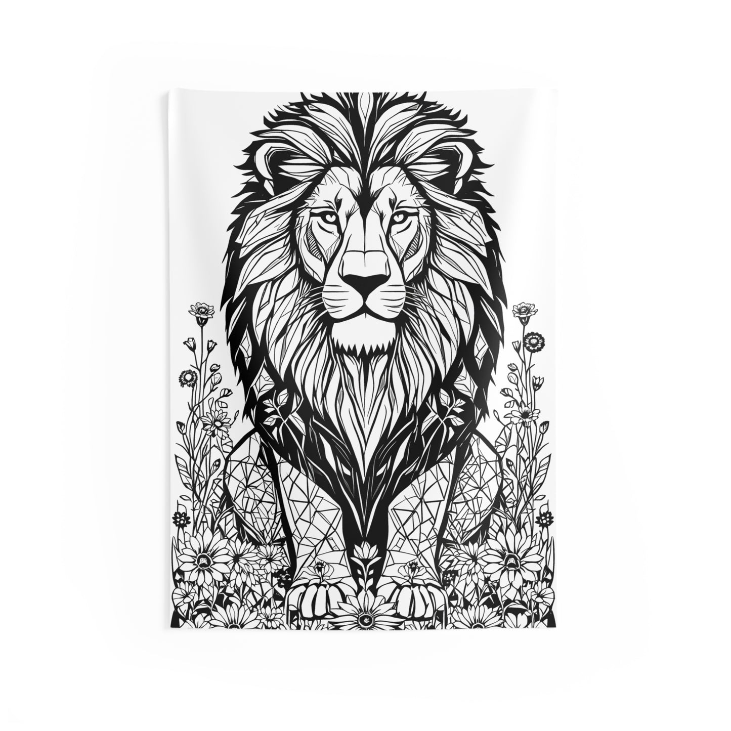 Indoor Wall Tapestries Coloring Kit with 10 Fabric Markers - Lion and Flowers