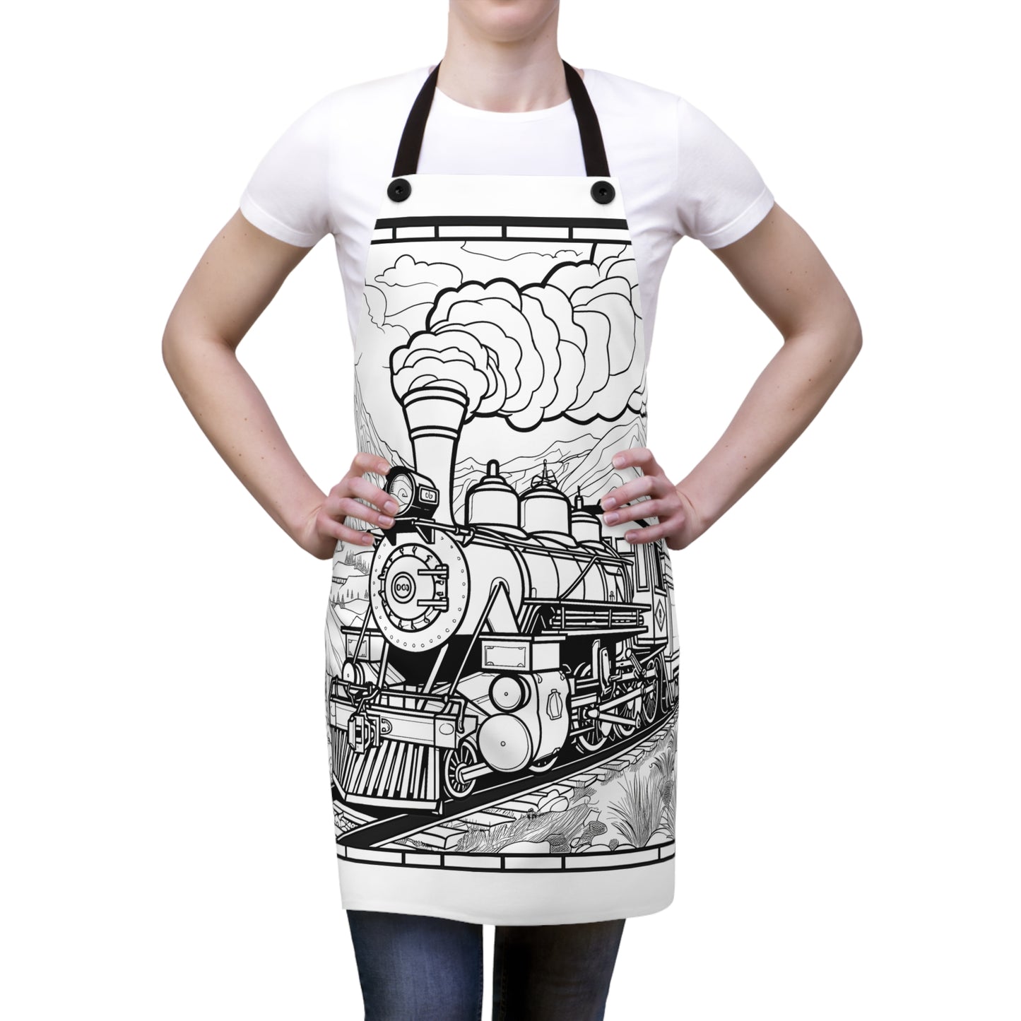 Apron Coloring Kit with 10 Fabric Markers - Steam Train