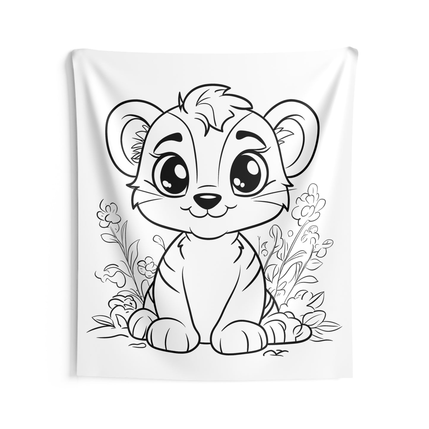 Indoor Wall Tapestries Coloring Kit with 10 Fabric Markers - Cute Lion Cubs