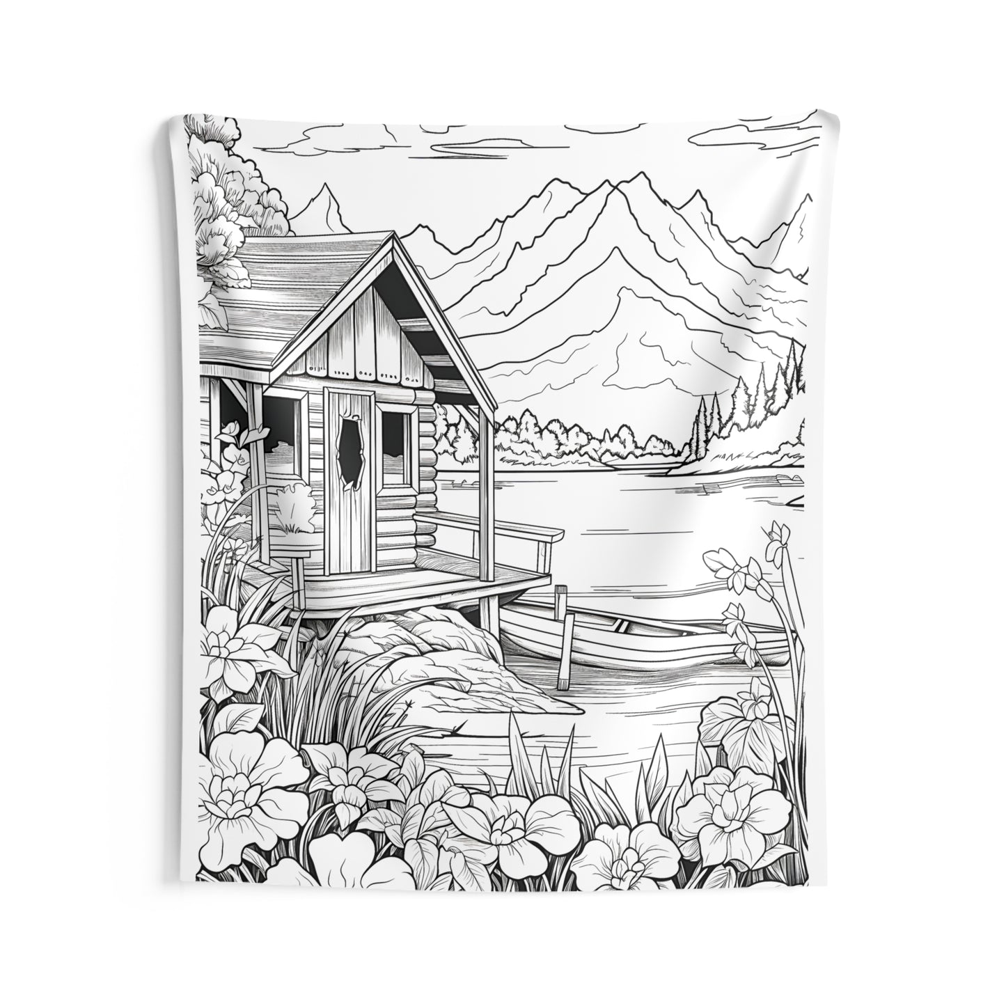 Indoor Wall Tapestries Coloring Kit with 10 Fabric Markers - Mountain Retreat