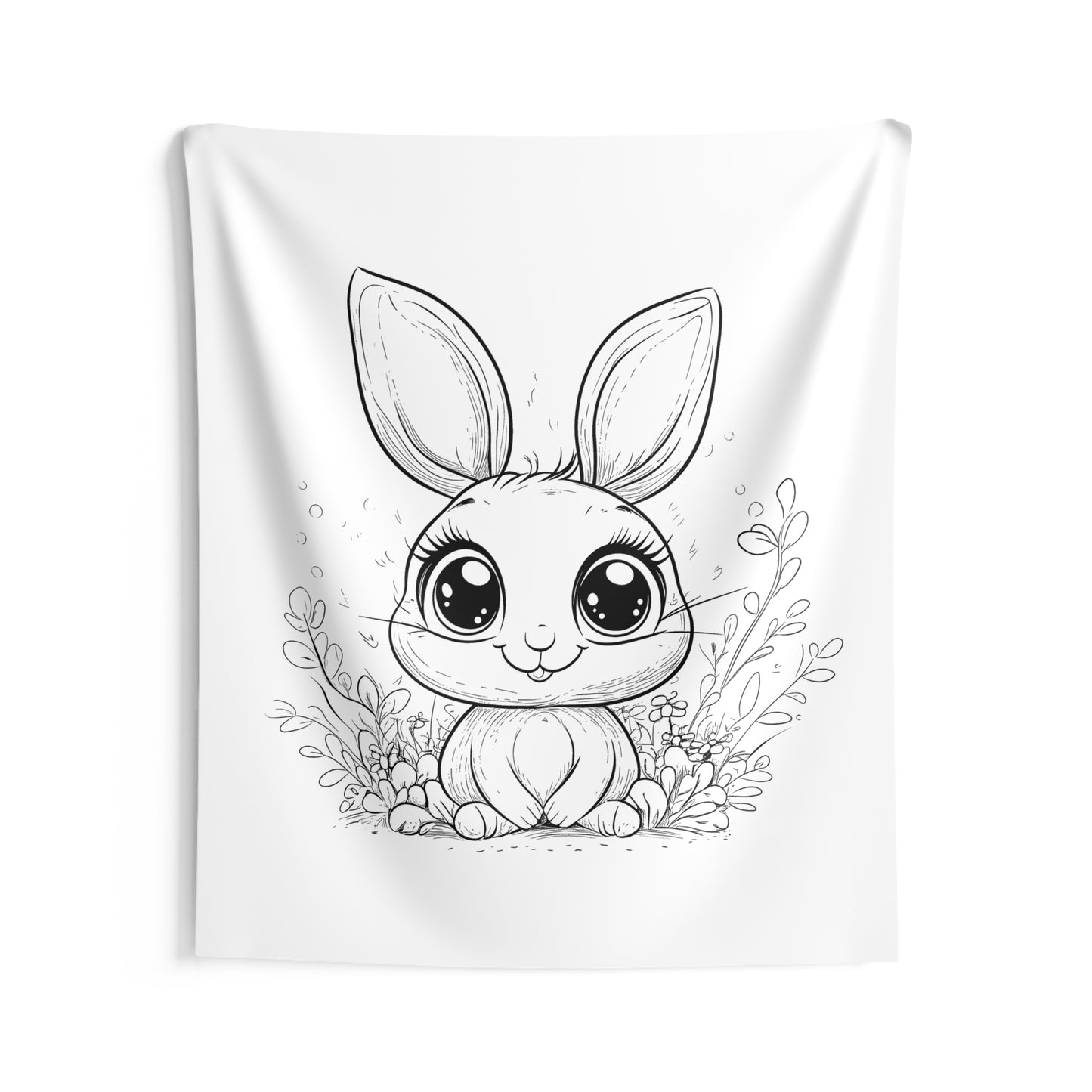 Indoor Wall Tapestries Coloring Kit with 10 Fabric Markers - Cute Bunny