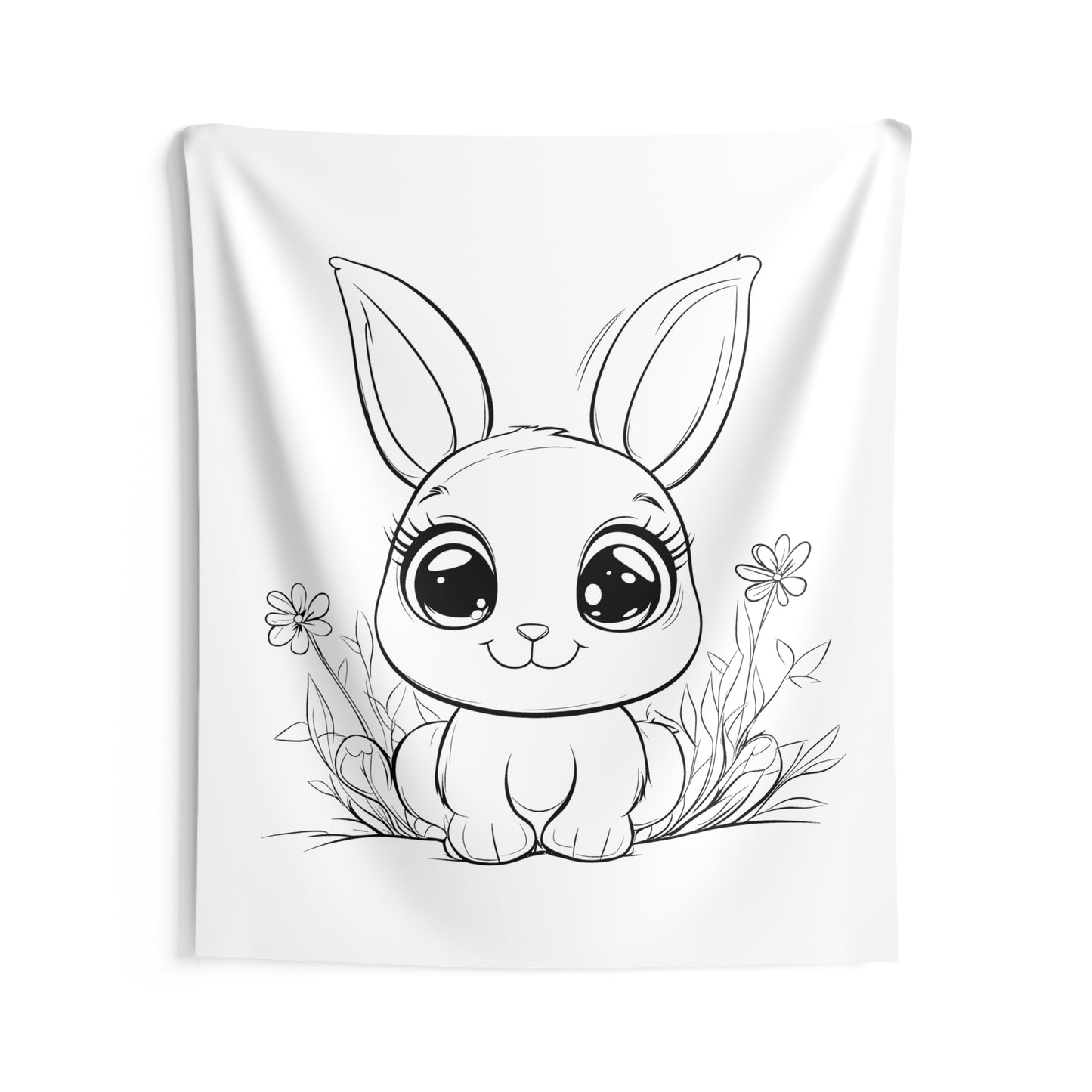 Indoor Wall Tapestries Coloring Kit with 10 Fabric Markers - Cute Bunny