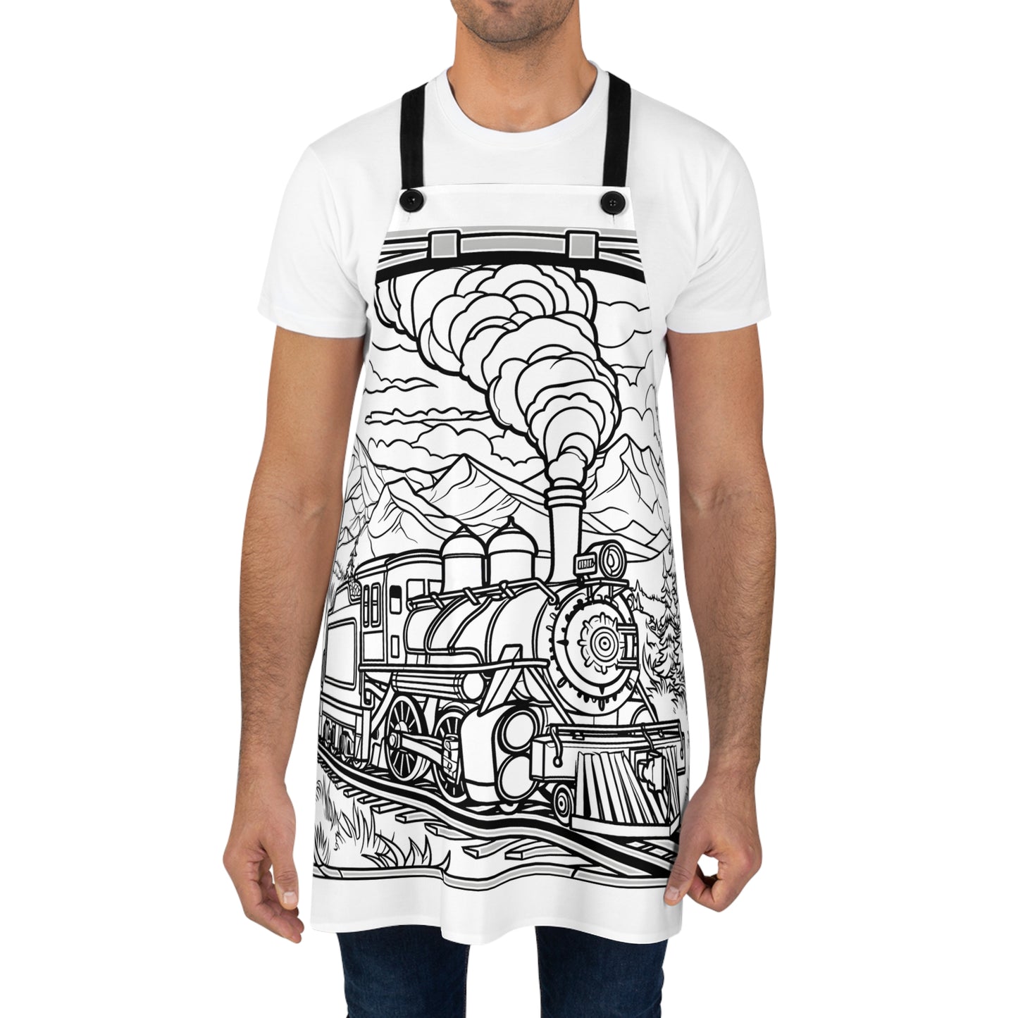 Apron Coloring Kit with 10 Fabric Markers - Steam Train