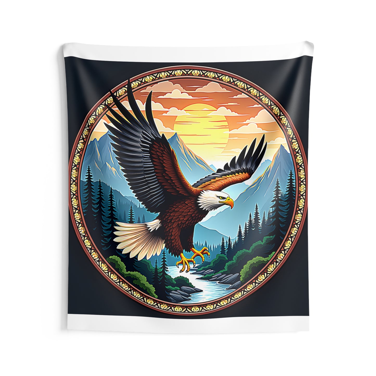 Indoor Wall Tapestries Colorful Graphic Design - Bald Eagle in Flight