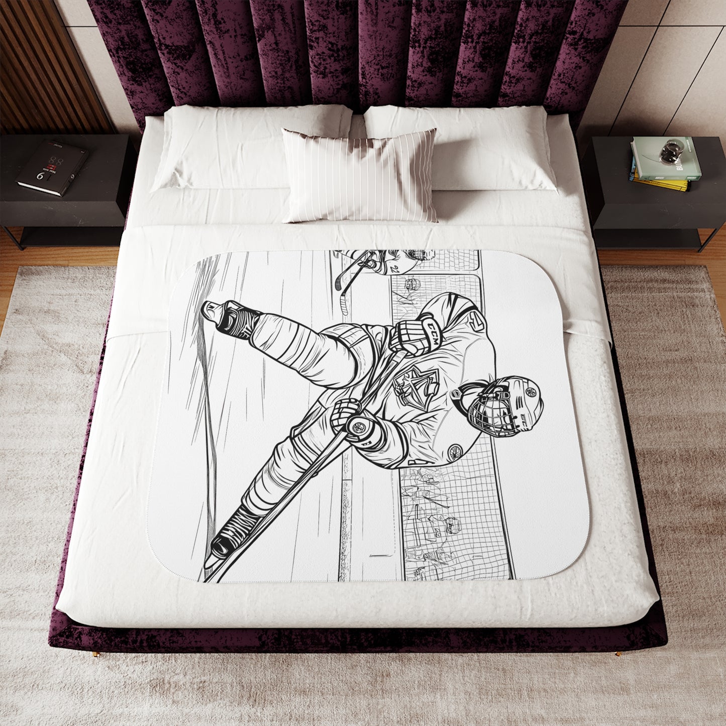 Blanket Coloring Kit with 10 Fabric Markers - Ice Hockey