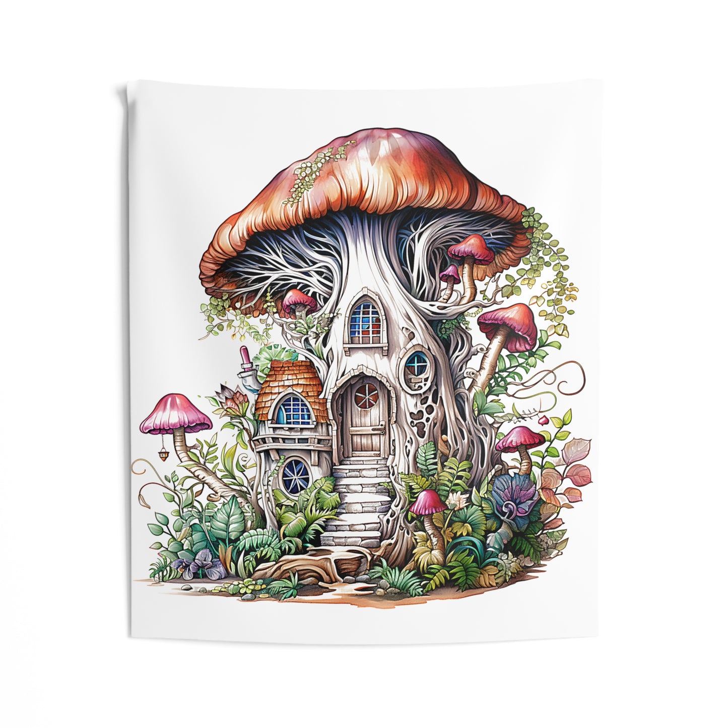 Indoor Wall Tapestries Colorful Graphic Design - Enchanted Tree House