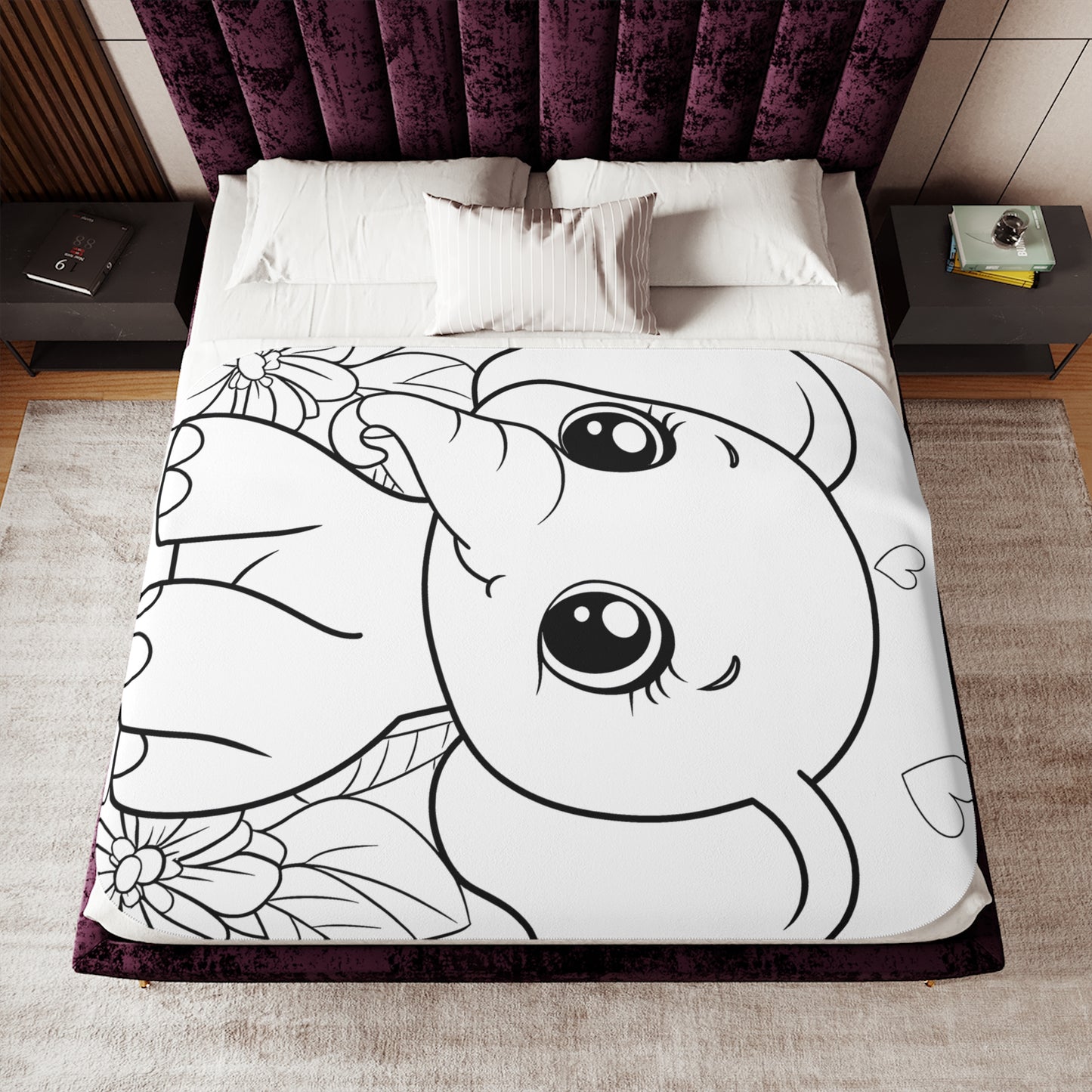 Blanket Coloring Kit with 10 Fabric Markers - Cute Baby Elephant