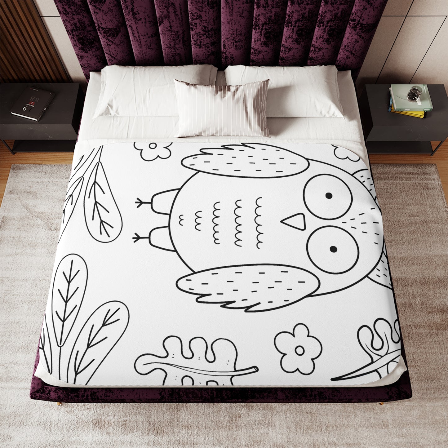 Blanket Coloring Kit with 10 Fabric Markers - Owl