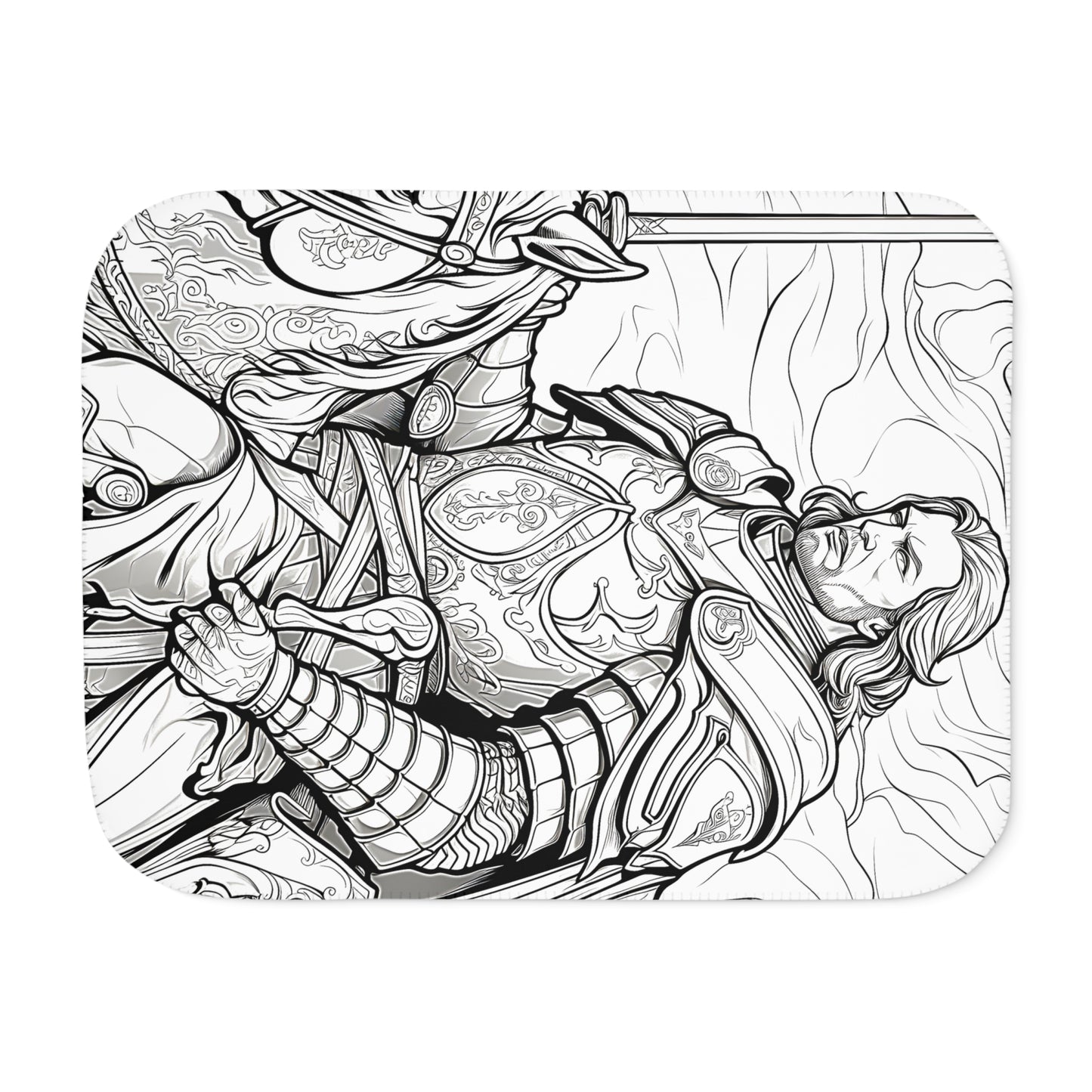 Blanket Coloring Kit with 10 Fabric Markers - Armored Knight on Horseback