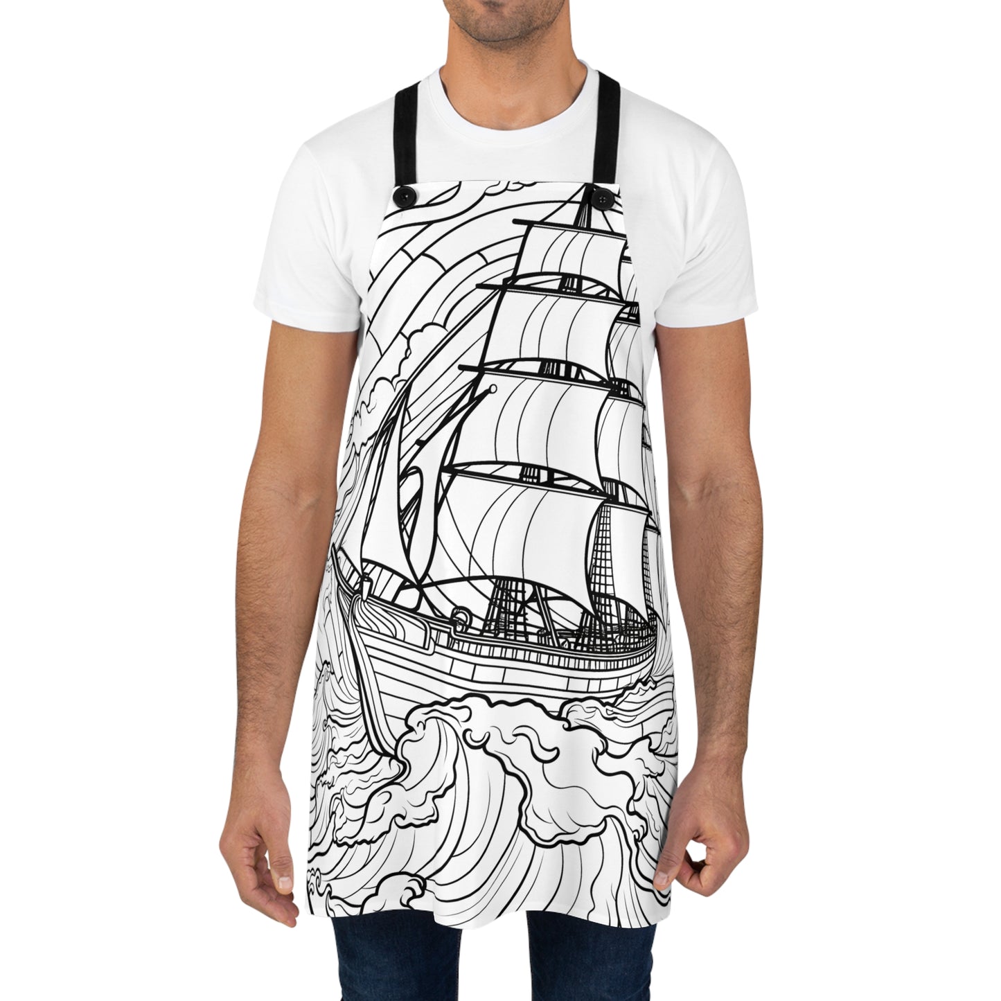 Apron Coloring Kit with 10 Fabric Markers - Sailing Ship