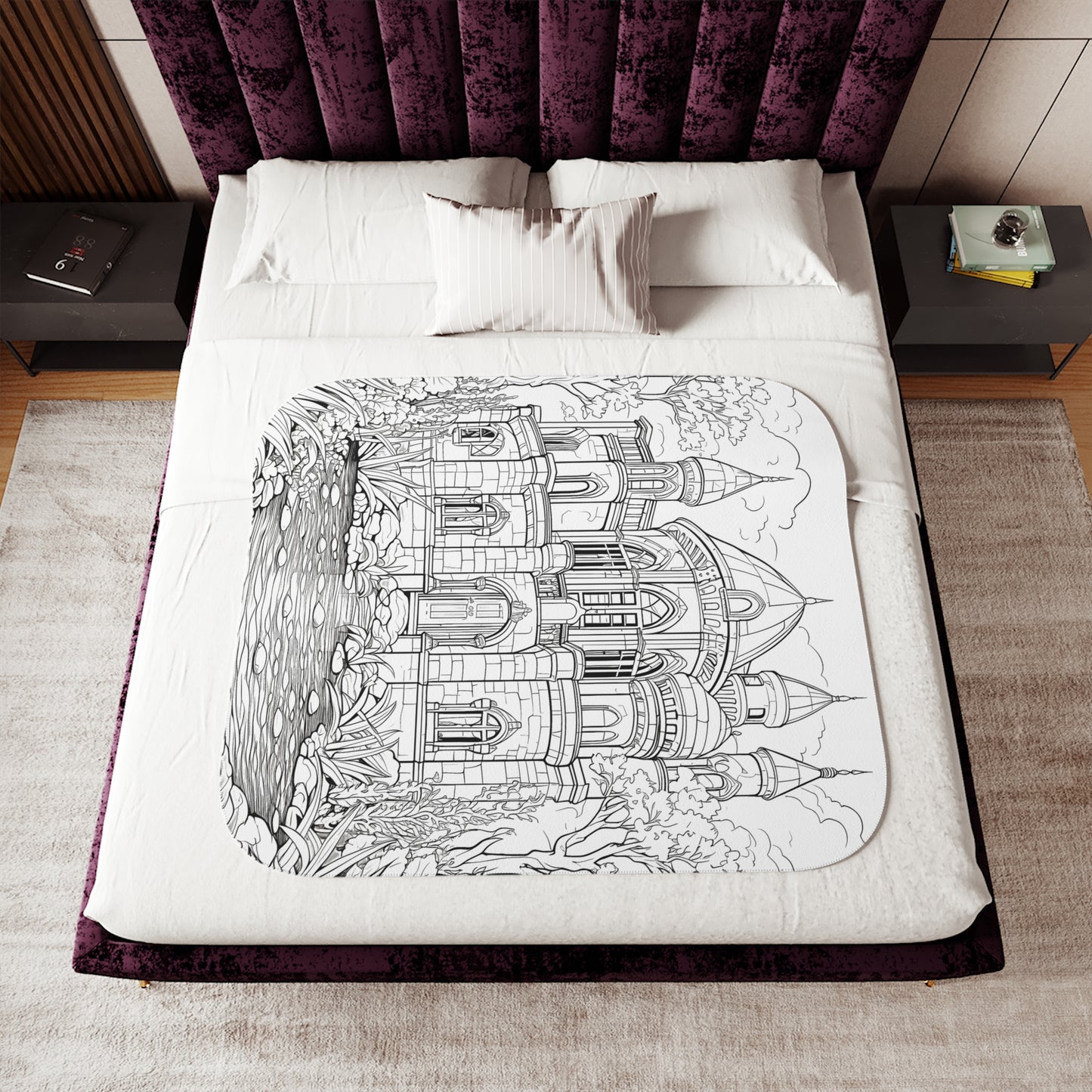 Blanket Coloring Kit with 10 Fabric Markers - Fairy Tale Castle