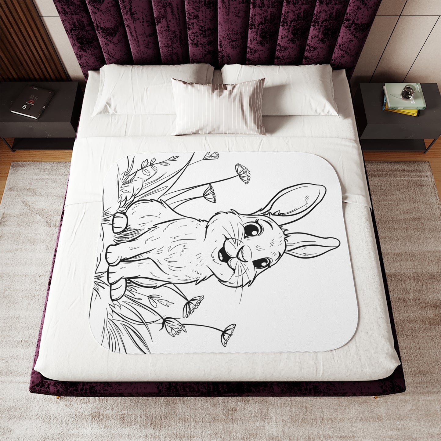 Blanket Coloring Kit with 10 Fabric Markers - Cute Bunny