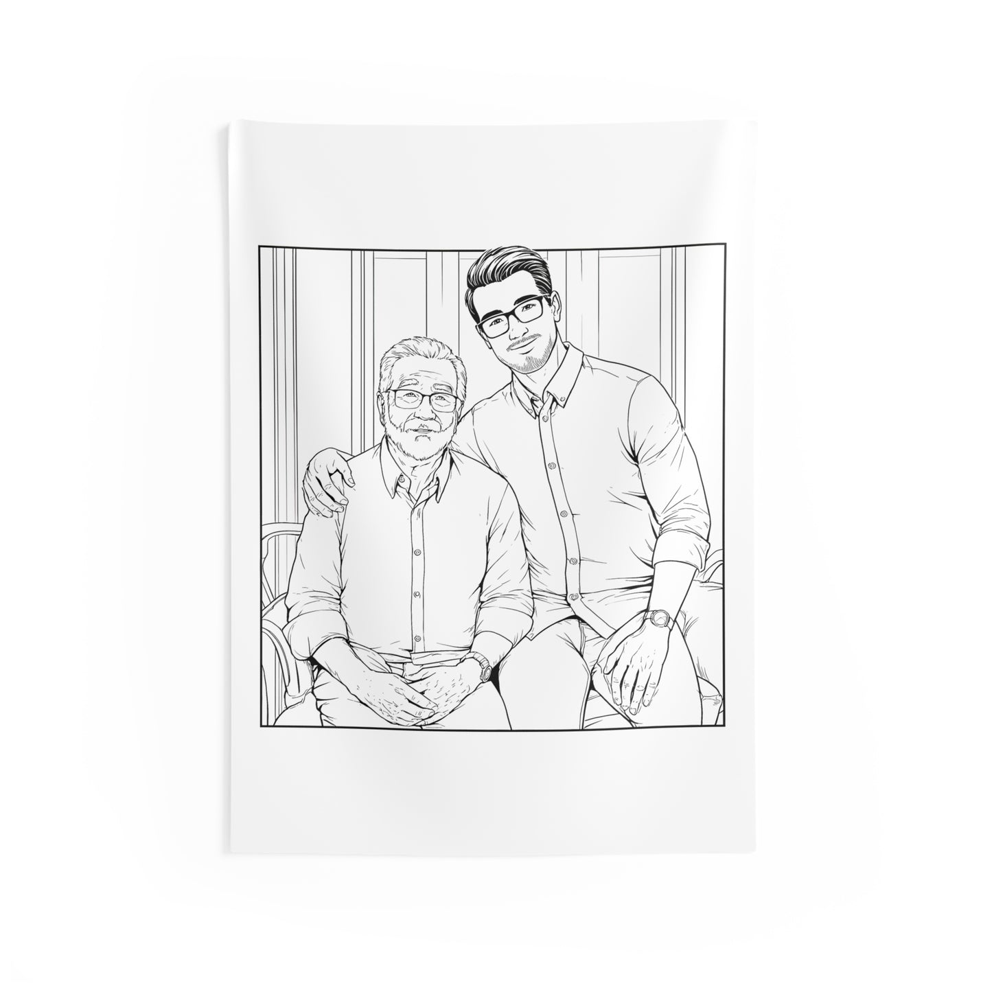 Indoor Wall Tapestries Coloring Kit with 10 Fabric Markers - Grandpa and Son