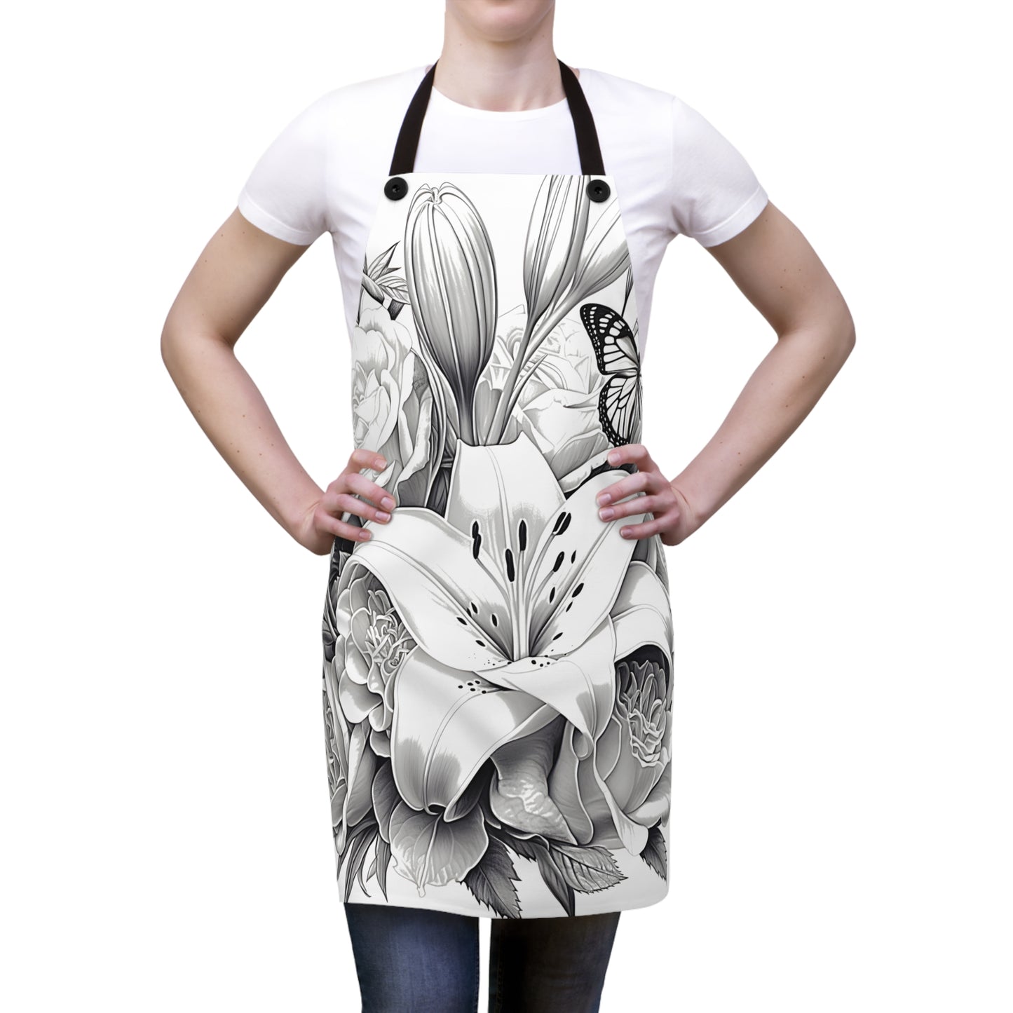 Apron Coloring Kit with 10 Fabric Markers - Bouquet with Butterfly