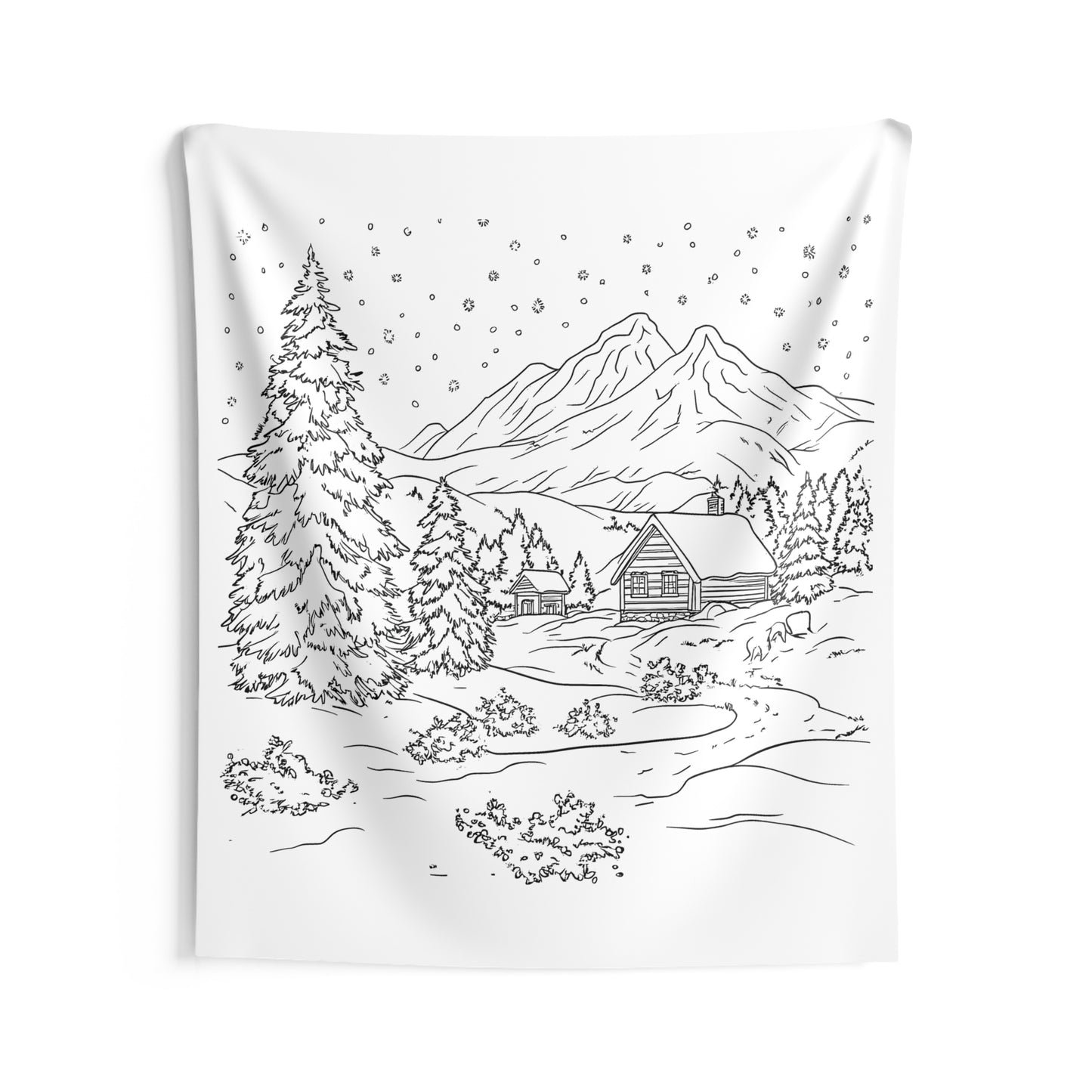 Indoor Wall Tapestries Coloring Kit with 10 Fabric Markers - Winter Landscape