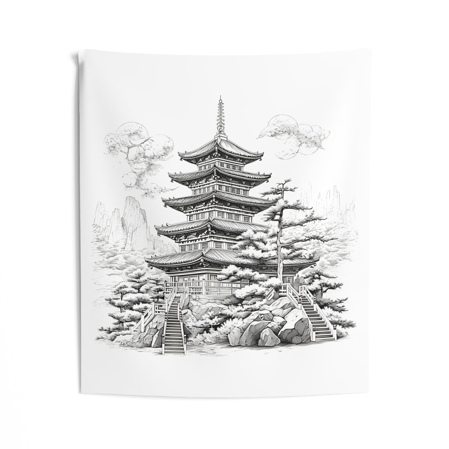 Indoor Wall Tapestries Coloring Kit with 10 Fabric Markers - Pagoda