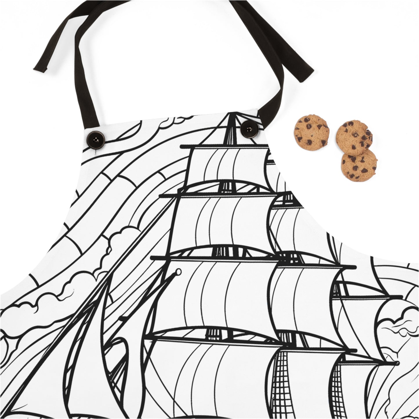 Apron Coloring Kit with 10 Fabric Markers - Sailing Ship