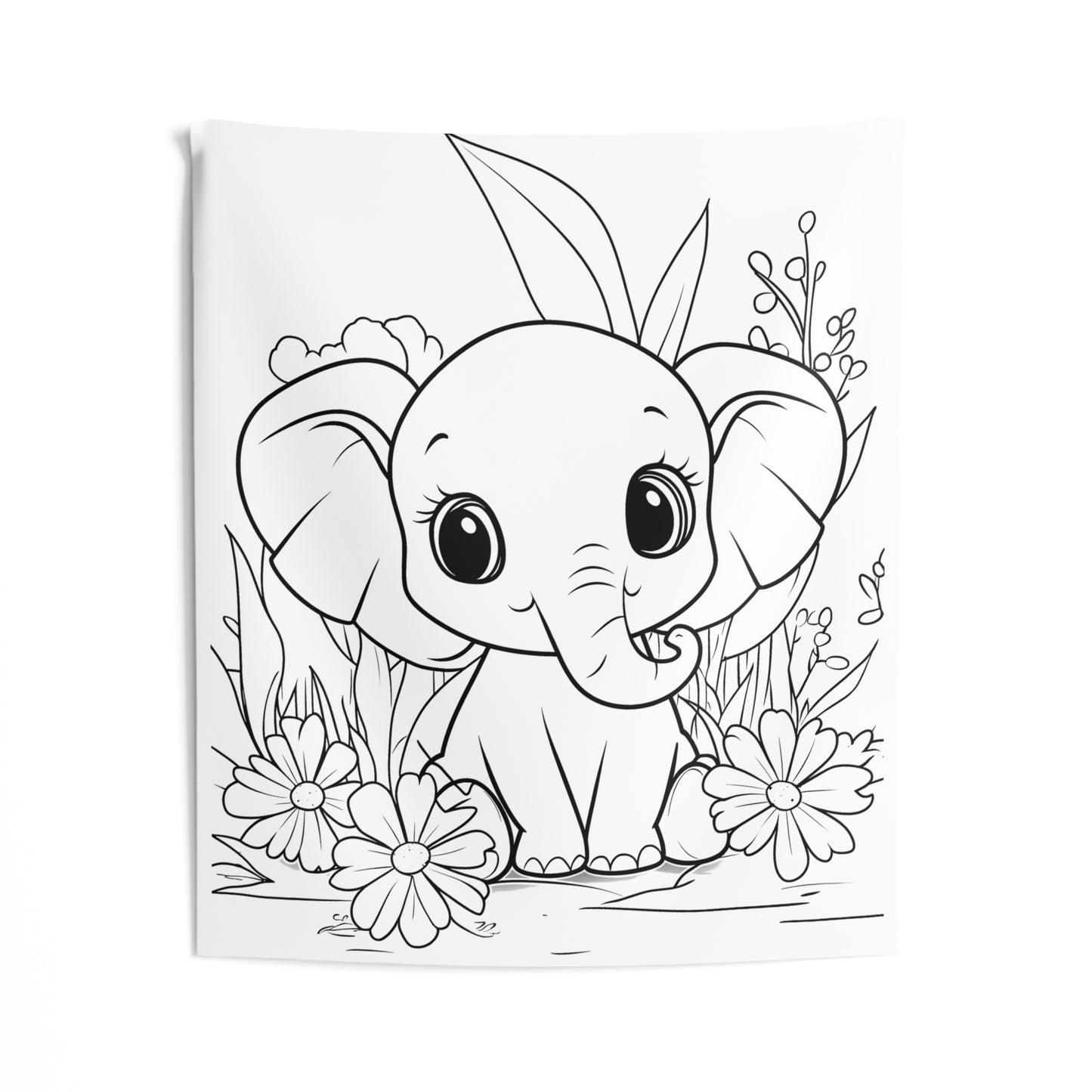 Indoor Wall Tapestries Coloring Kit with 10 Fabric Markers - Baby Elephant