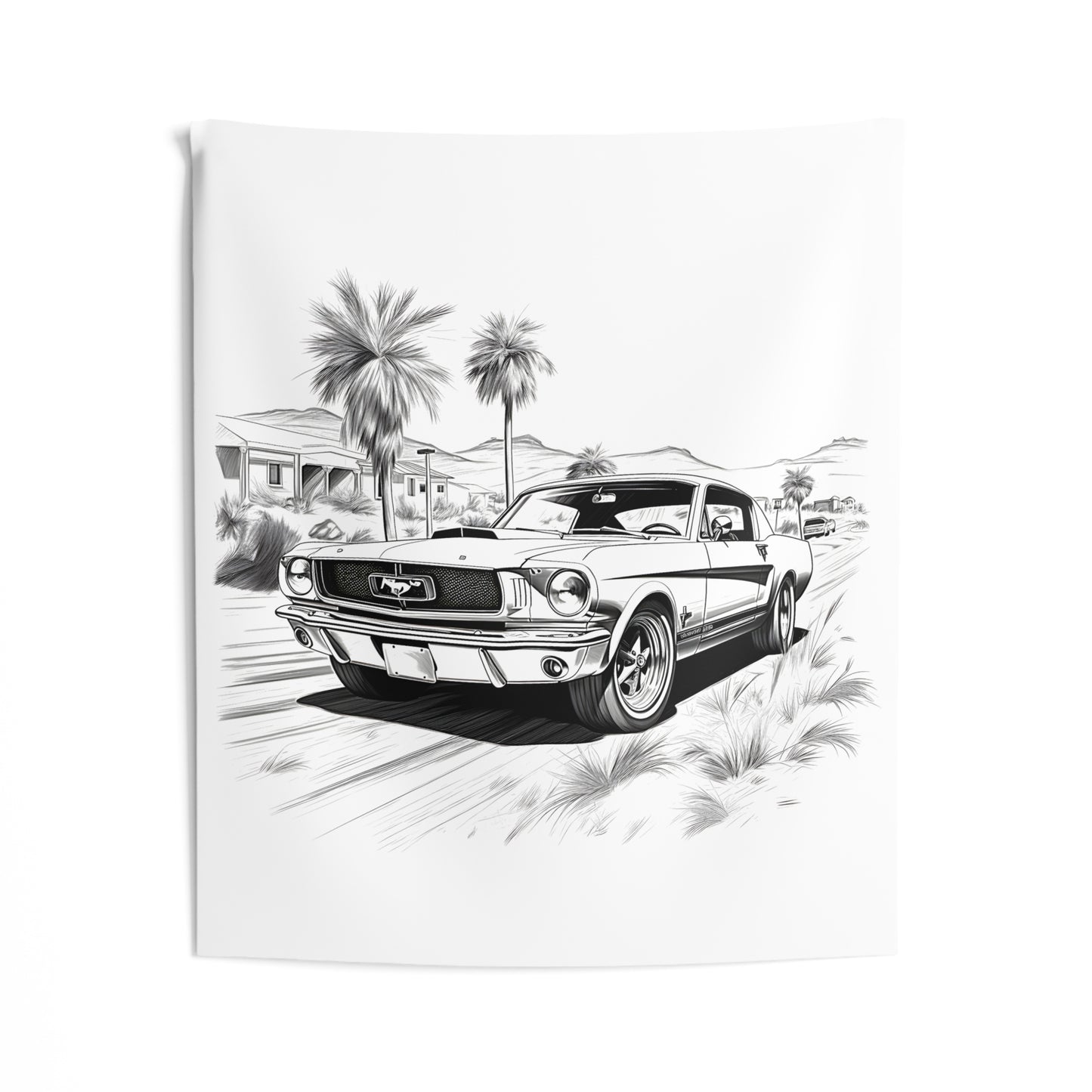 Indoor Wall Tapestries Coloring Kit with 10 Fabric Markers - Classic Cars