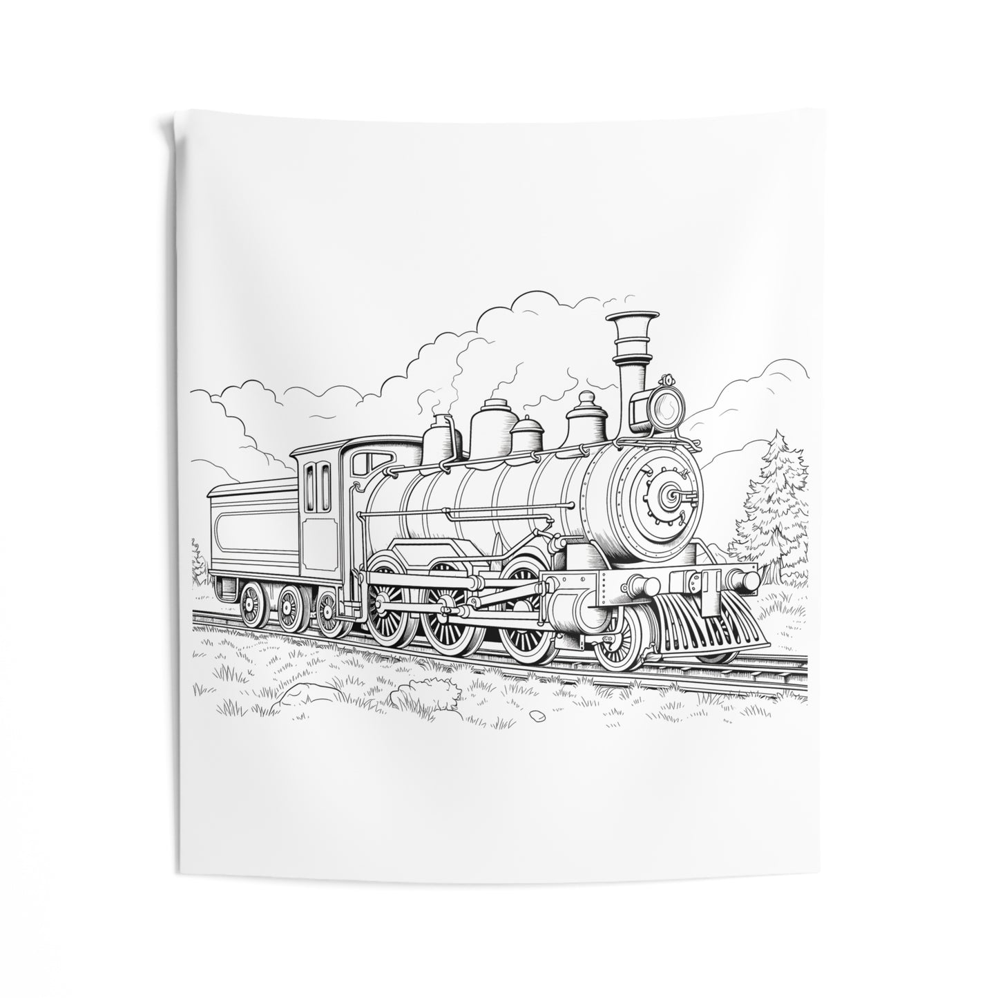 Indoor Wall Tapestries Coloring Kit with 10 Fabric Markers - Steam Locomotive