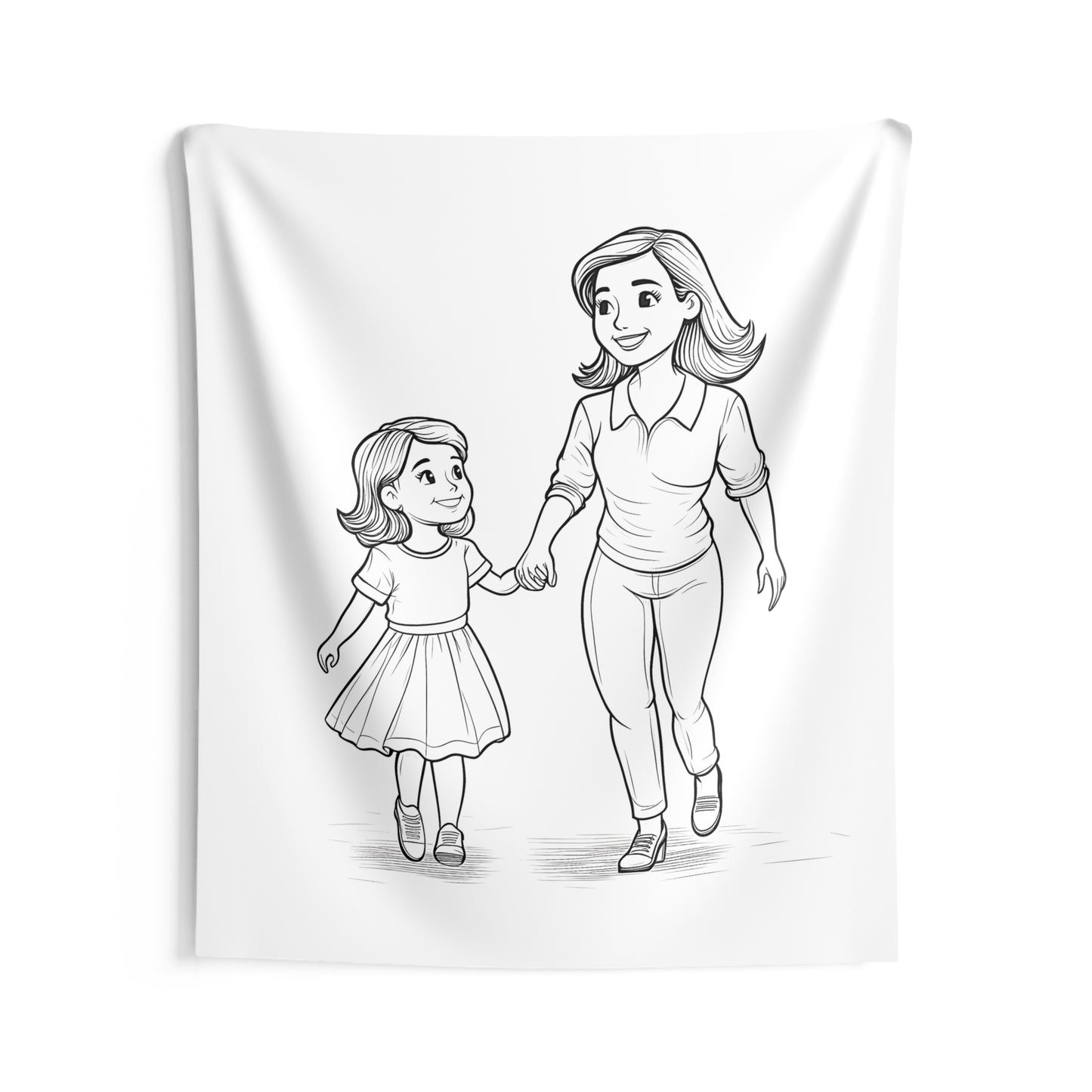 Indoor Wall Tapestries Coloring Kit with 10 Fabric Markers - Mother and Daughter