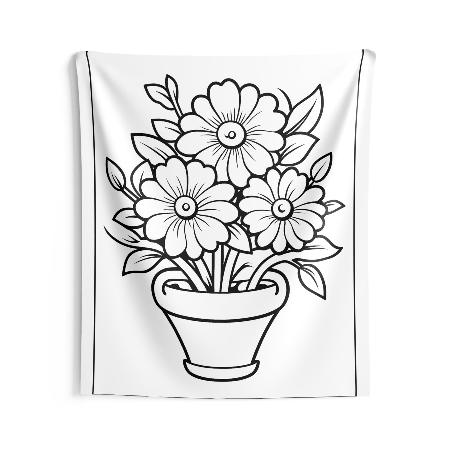 Indoor Wall Tapestries Coloring Kit with 10 Fabric Markers - Potted Flower