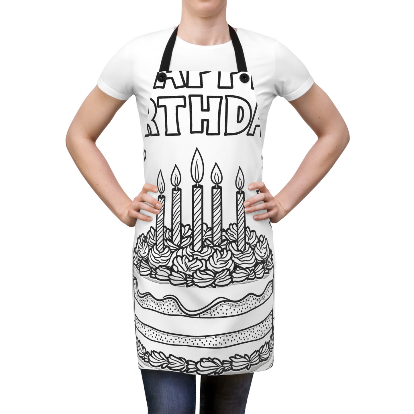 Apron Coloring Kit with 10 Fabric Markers - Birthday Cake