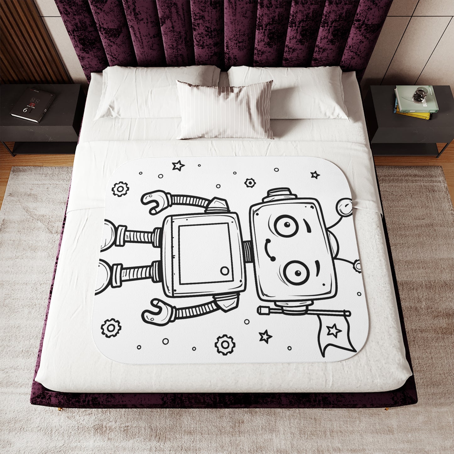 Blanket Coloring Kit with 10 Fabric Markers - Cute Robot