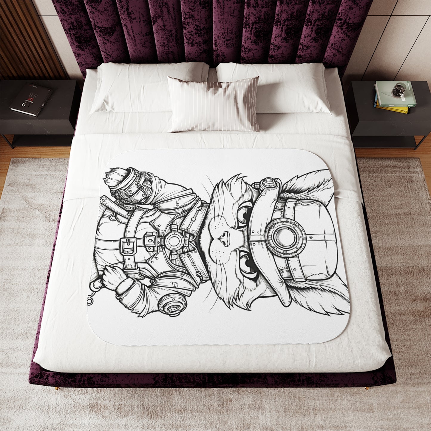 Blanket Coloring Kit with 10 Fabric Markers - Adventurer Cat