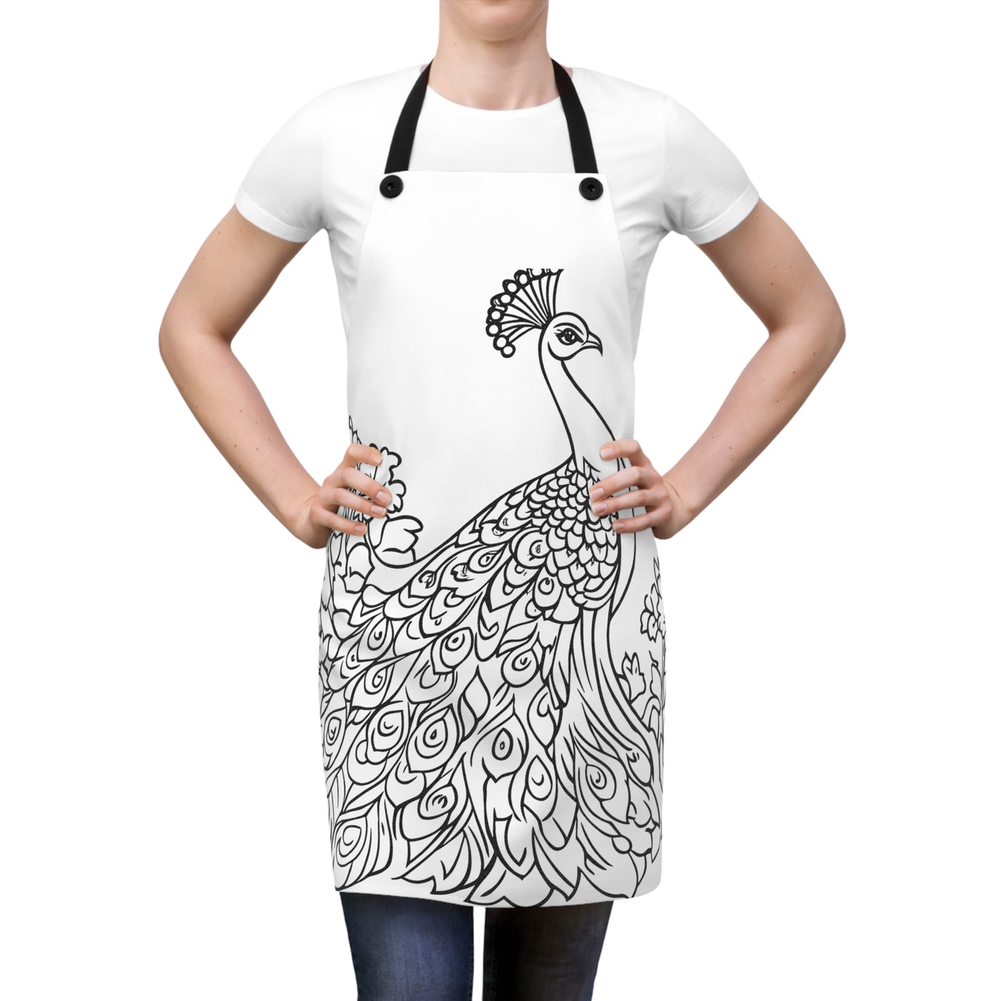 Apron Coloring Kit with 10 Fabric Markers - Peacock Drawing